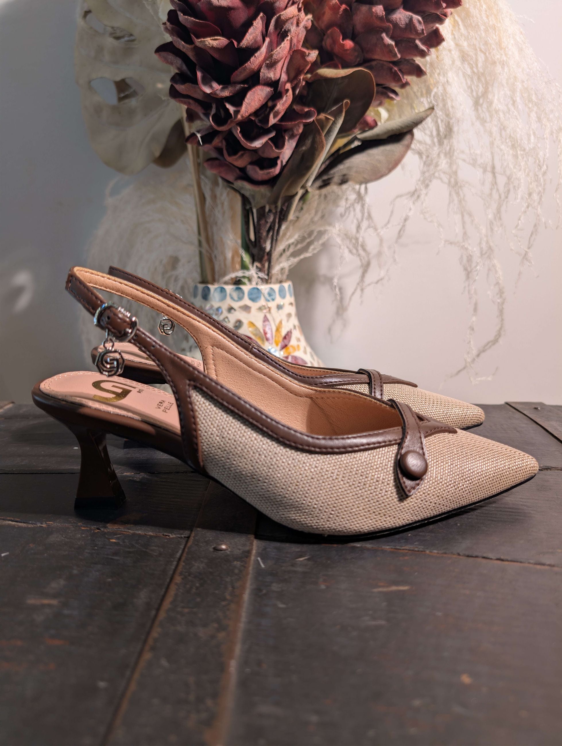 SLINGBACK INTRECCIATA CON MORSETTO - GOLD & GOLD