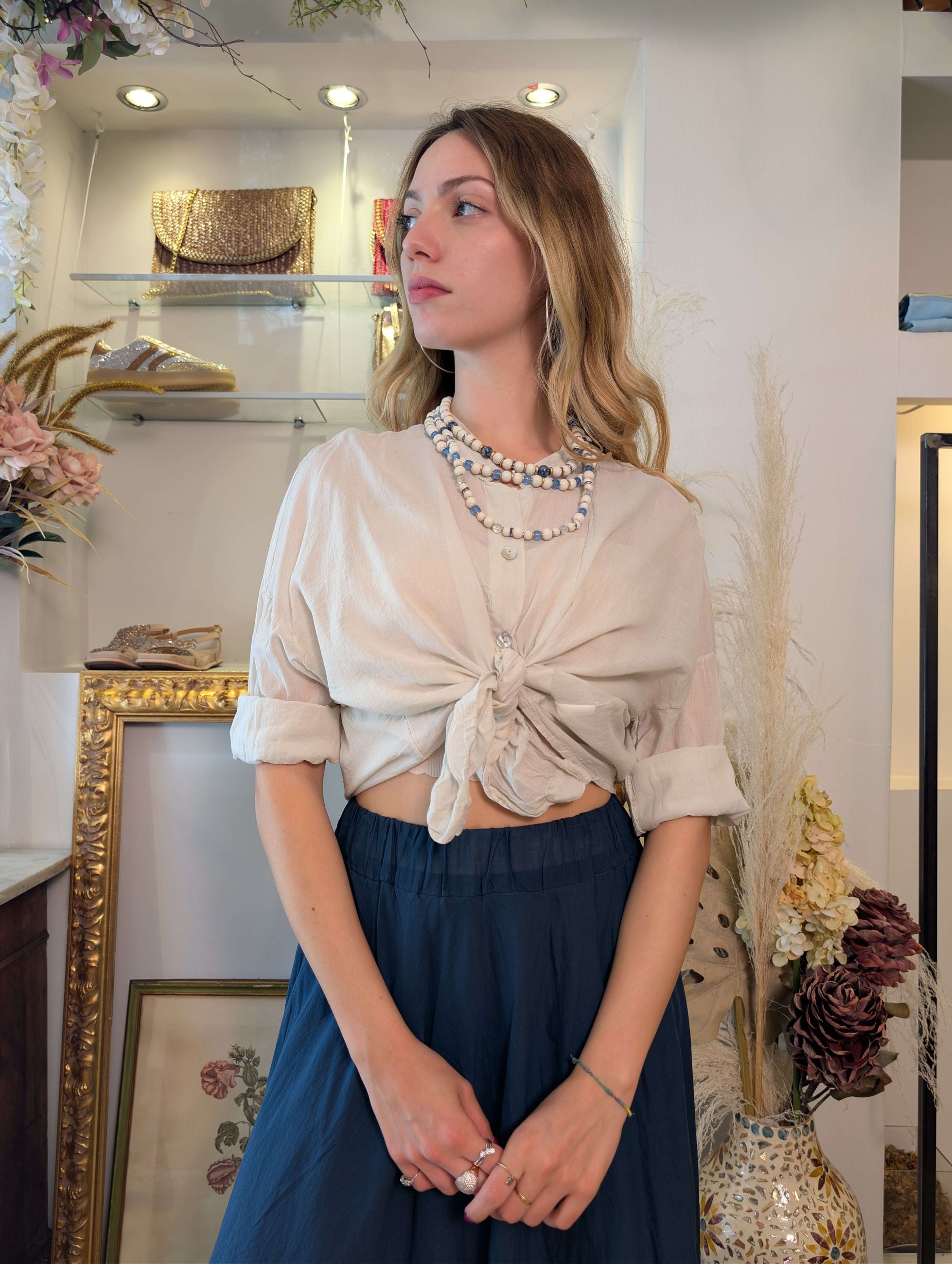Camicia coreana in mussola di cotone - SHE_FLORENCE_LAB