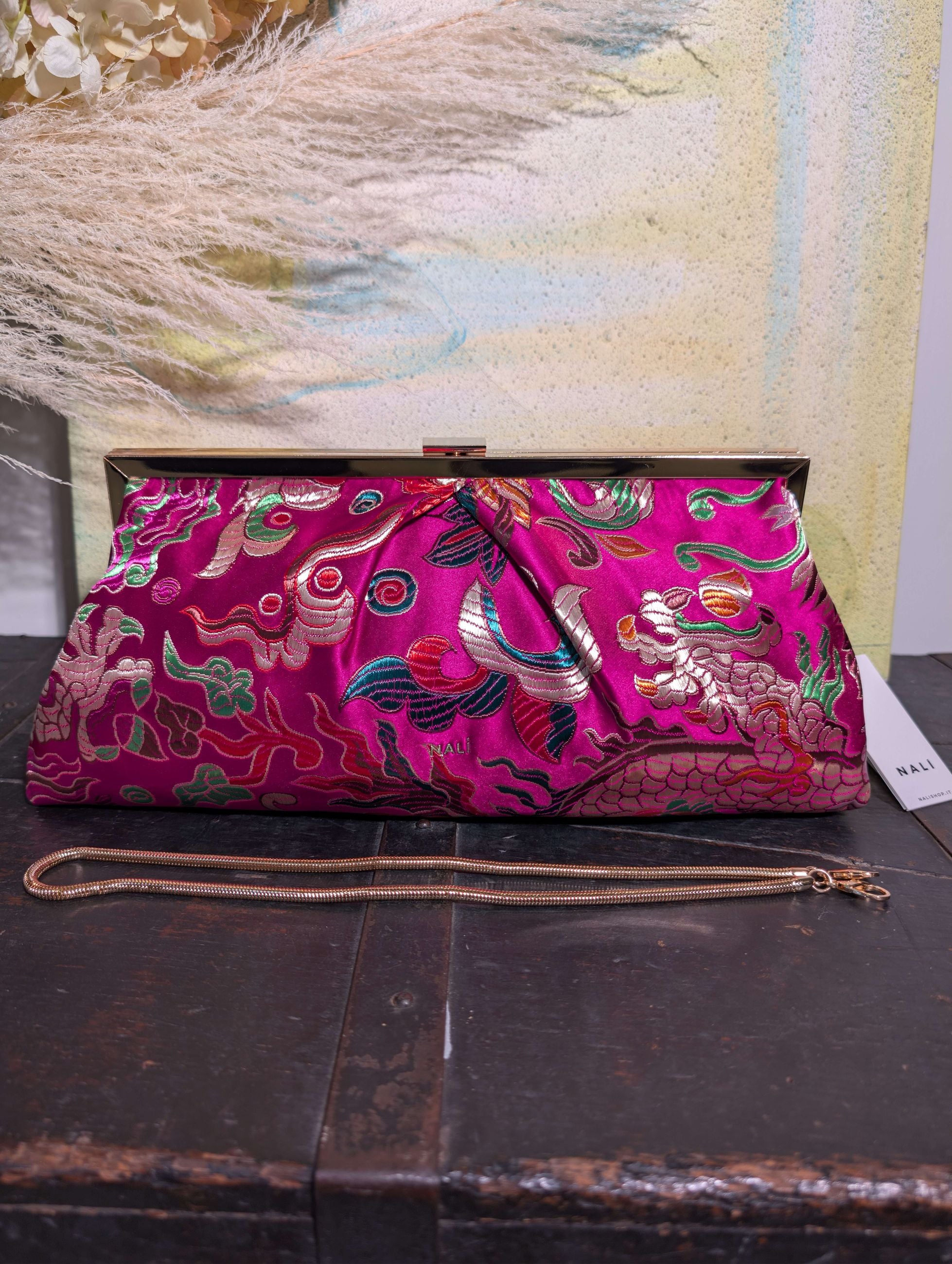 POCHETTE IBIZA STAMPA FLOREALE FUCSIA - NALI'