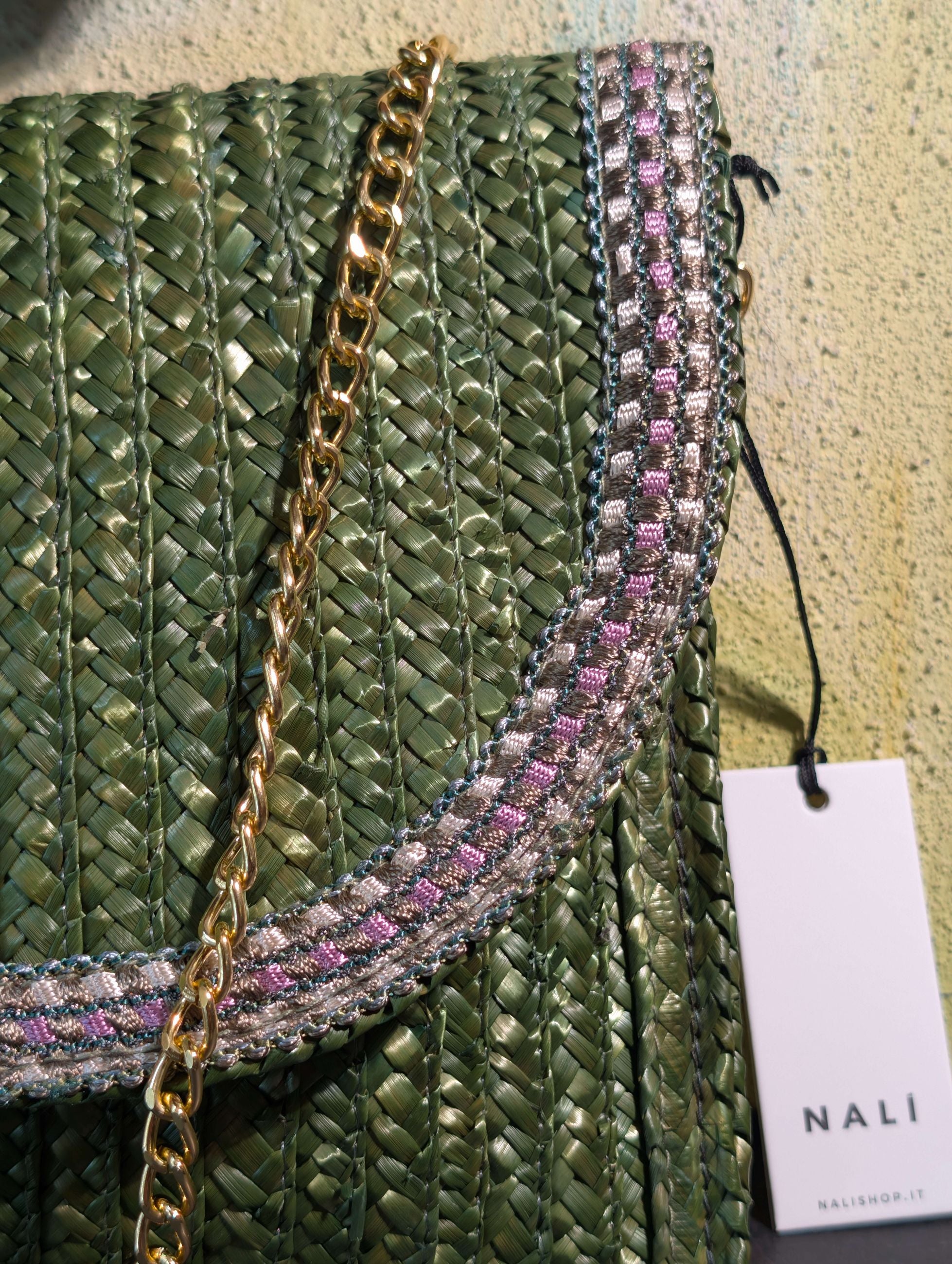 POCHETTE SAMI 26 IN PAGLIA VERDE - NALI'