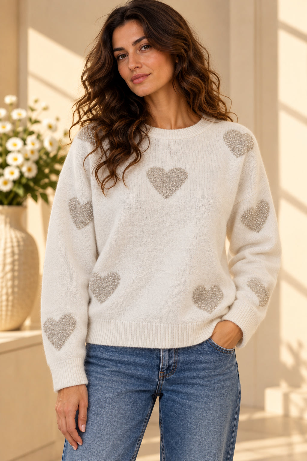 Maglia girocollo con cuori - SHE_FLORENCE_LAB