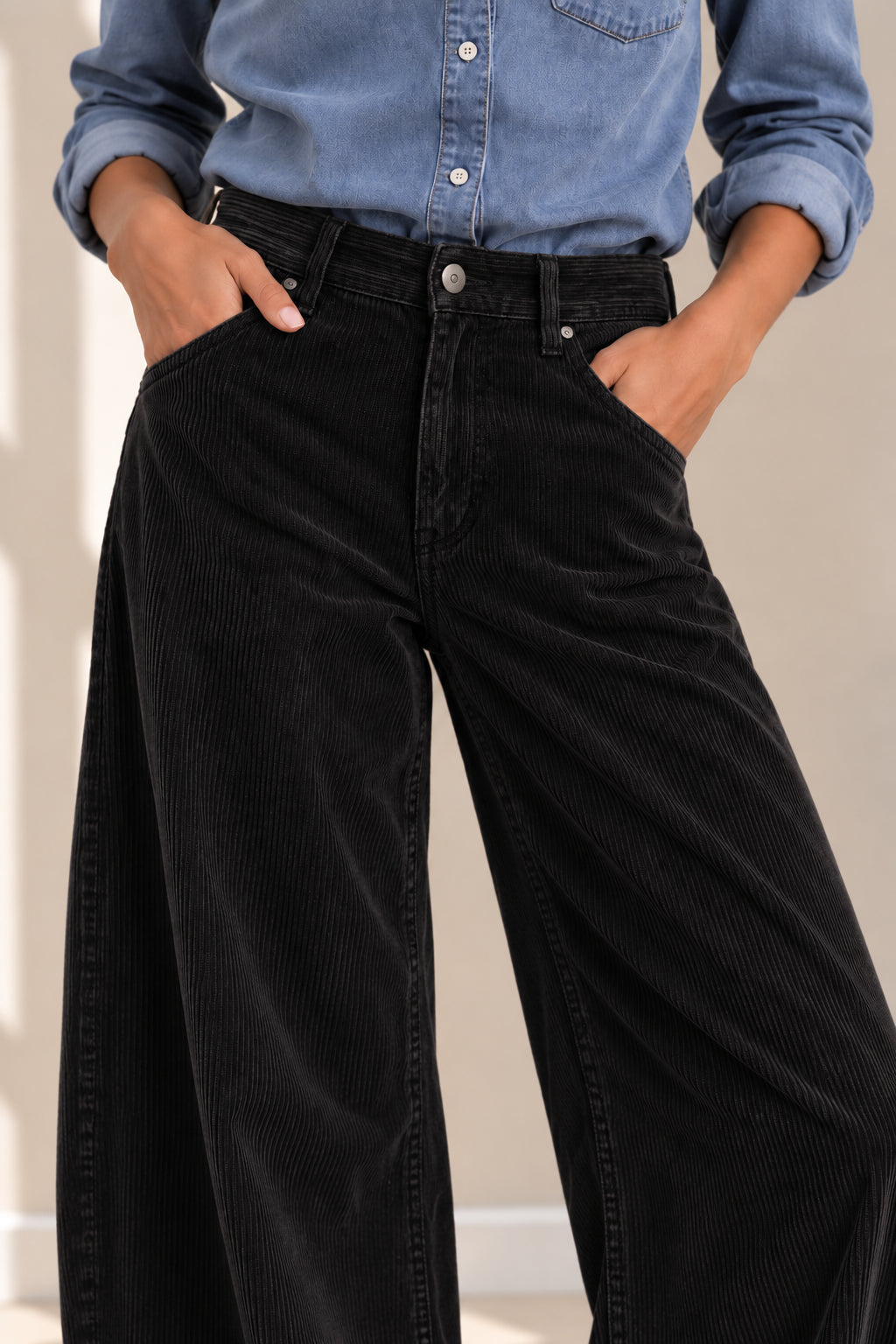 Pantalone wide leg in velluto a coste - PLEASE