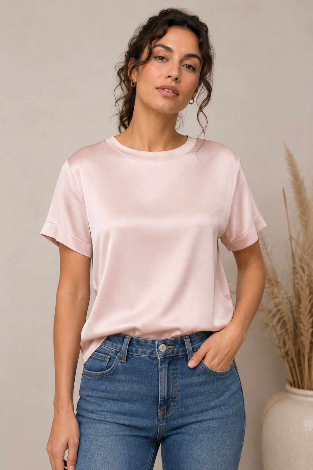 Satin Fluid T-Shirt - SHE_FLORENCE_LAB