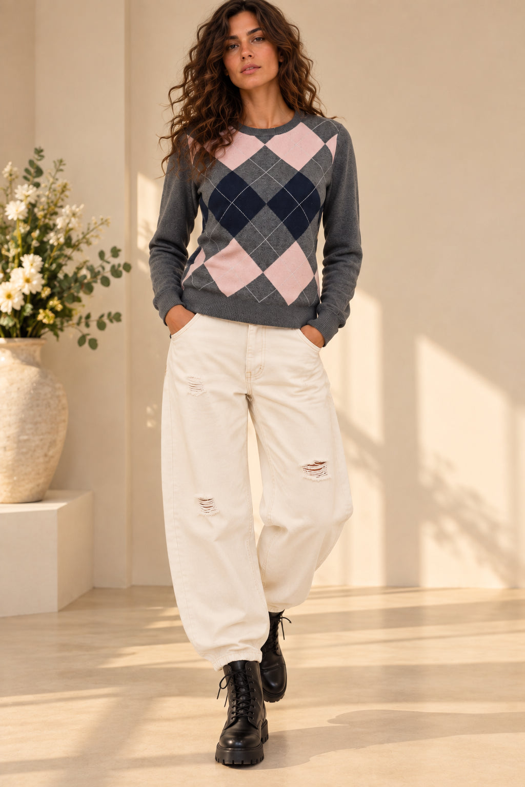 Maglia girocollo rombi multicolor - SHE_FLORENCE_LAB