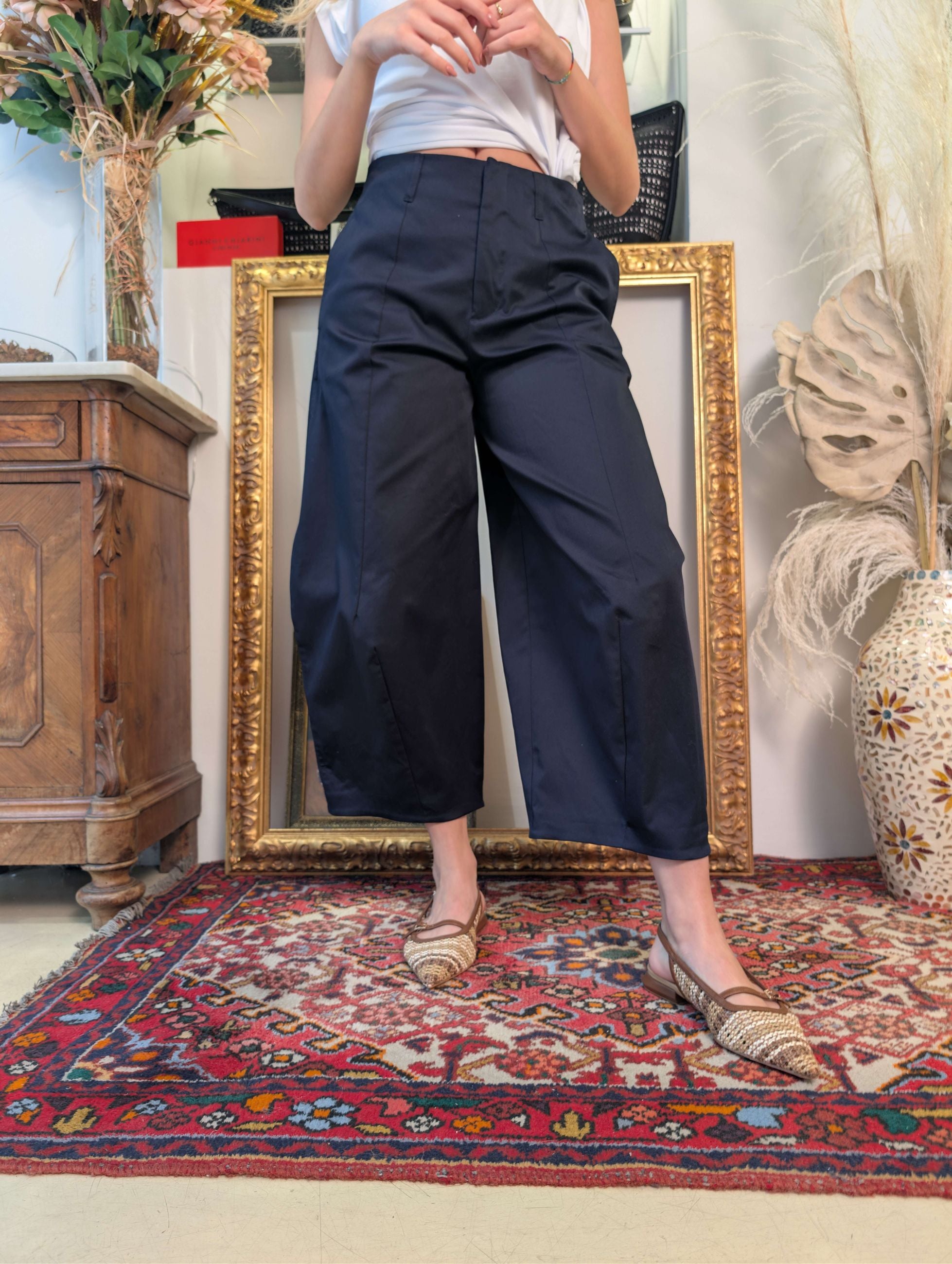 Panta barrel in gabardina - PLEASE