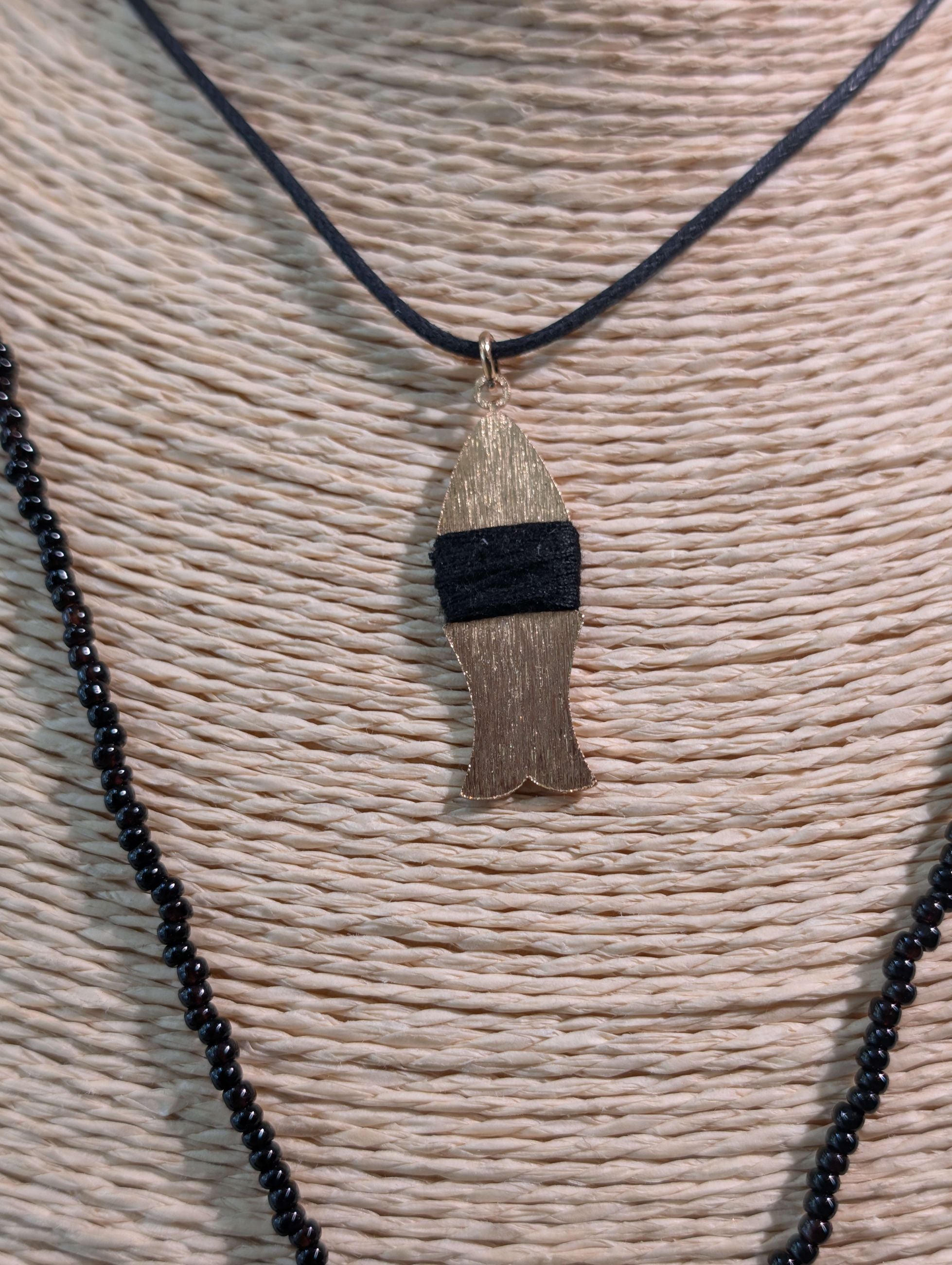 COLLANA AQUA MULTIFILO CON PENDENTI NERO - NALI'