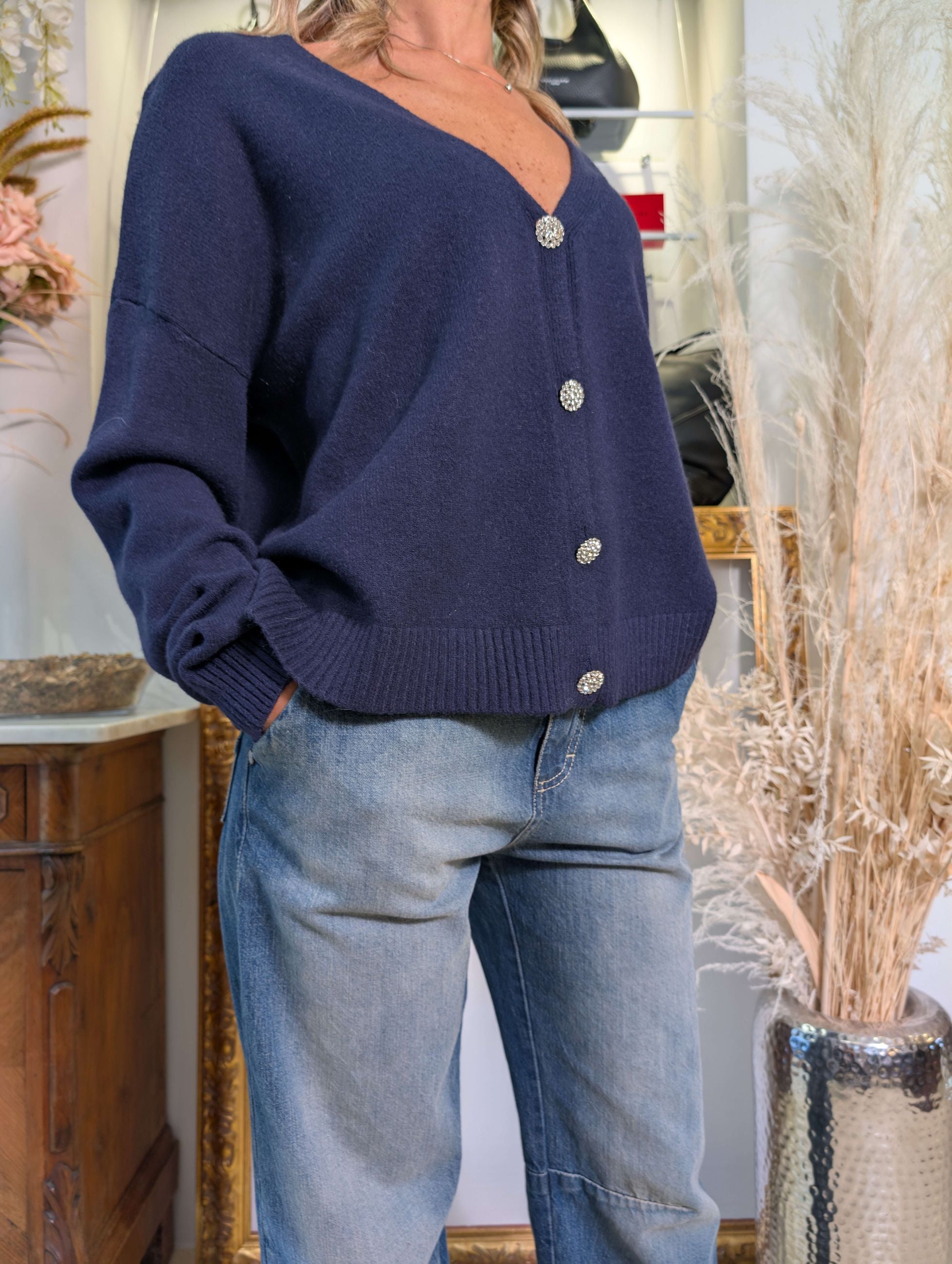 Cardigan con bottoni gioiello - SHE_FLORENCE_LAB