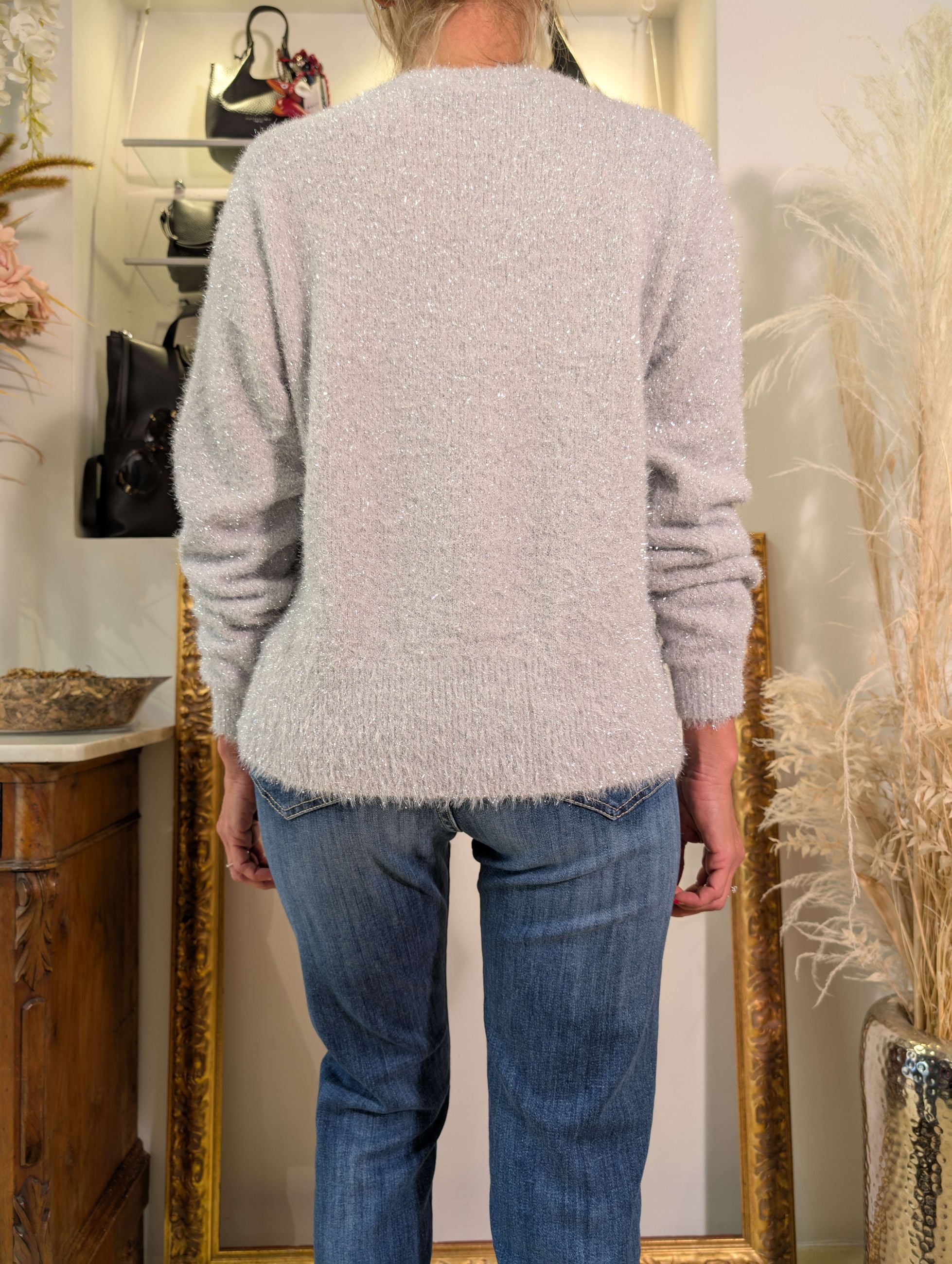 Maglia scollo a V lurex - SHE_FLORENCE_LAB