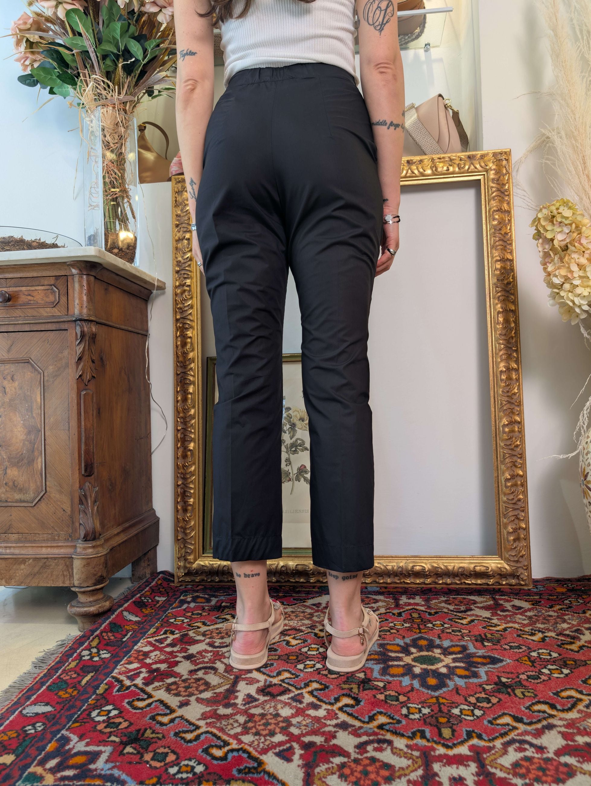 Pantalone a sigaretta in tela di cotone Le Sarte del Sole. - LE SARTE DEL SOLE