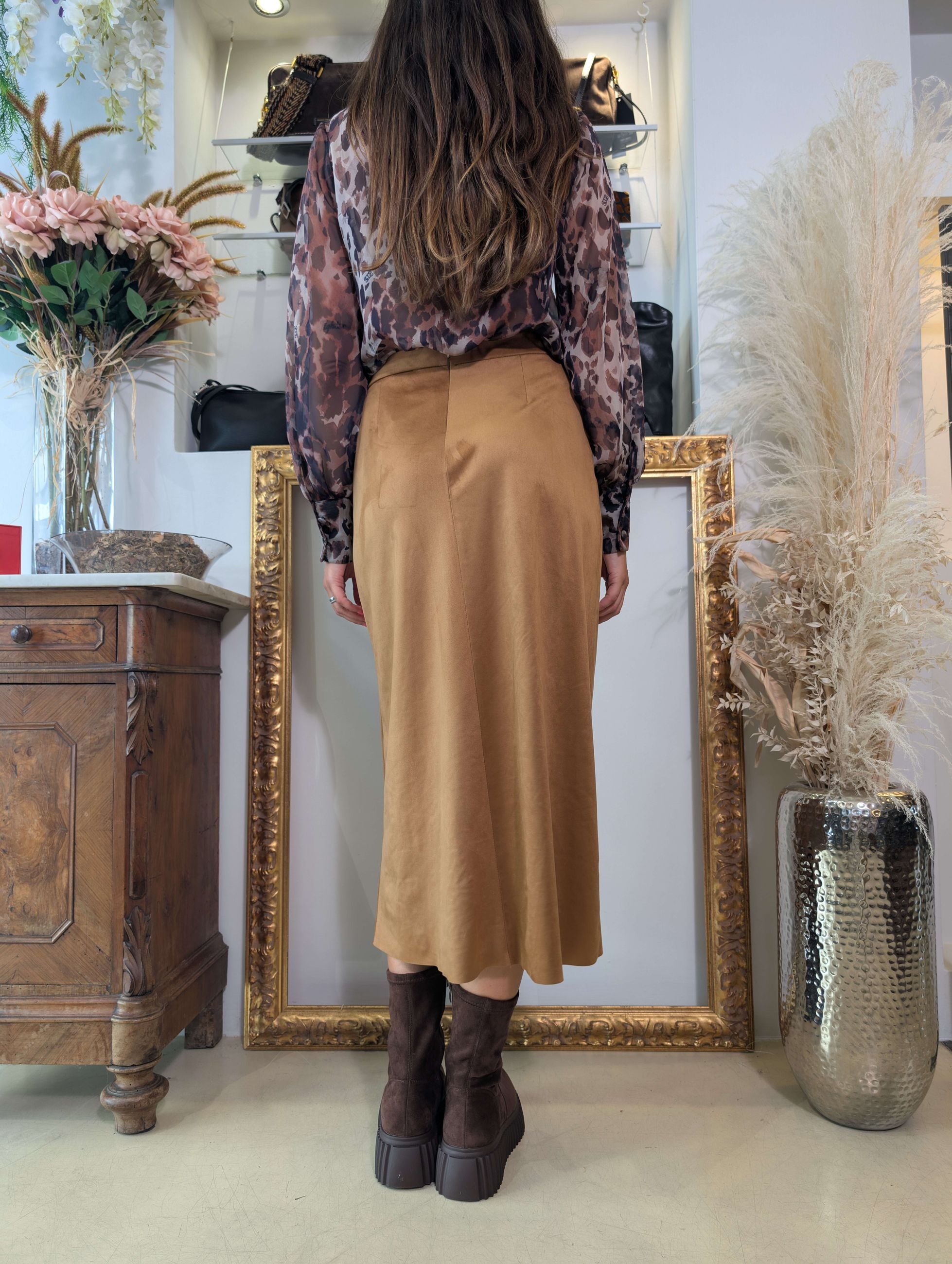 Gonna longuette in suede - SHE_FLORENCE_LAB