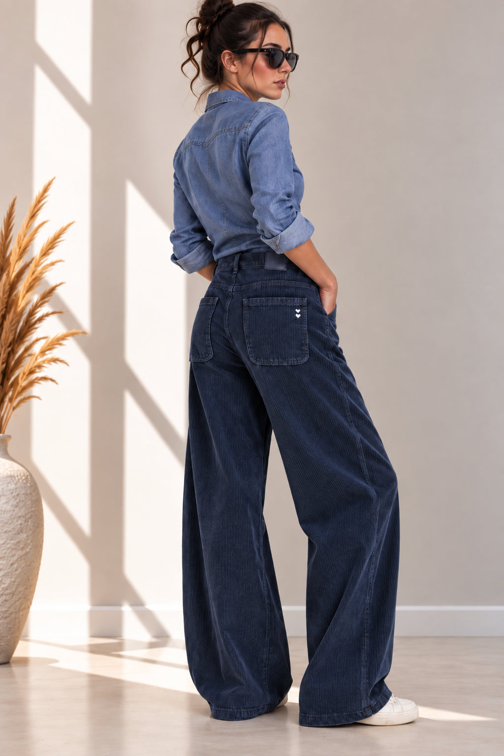 Pantalone wide leg in velluto a coste - PLEASE