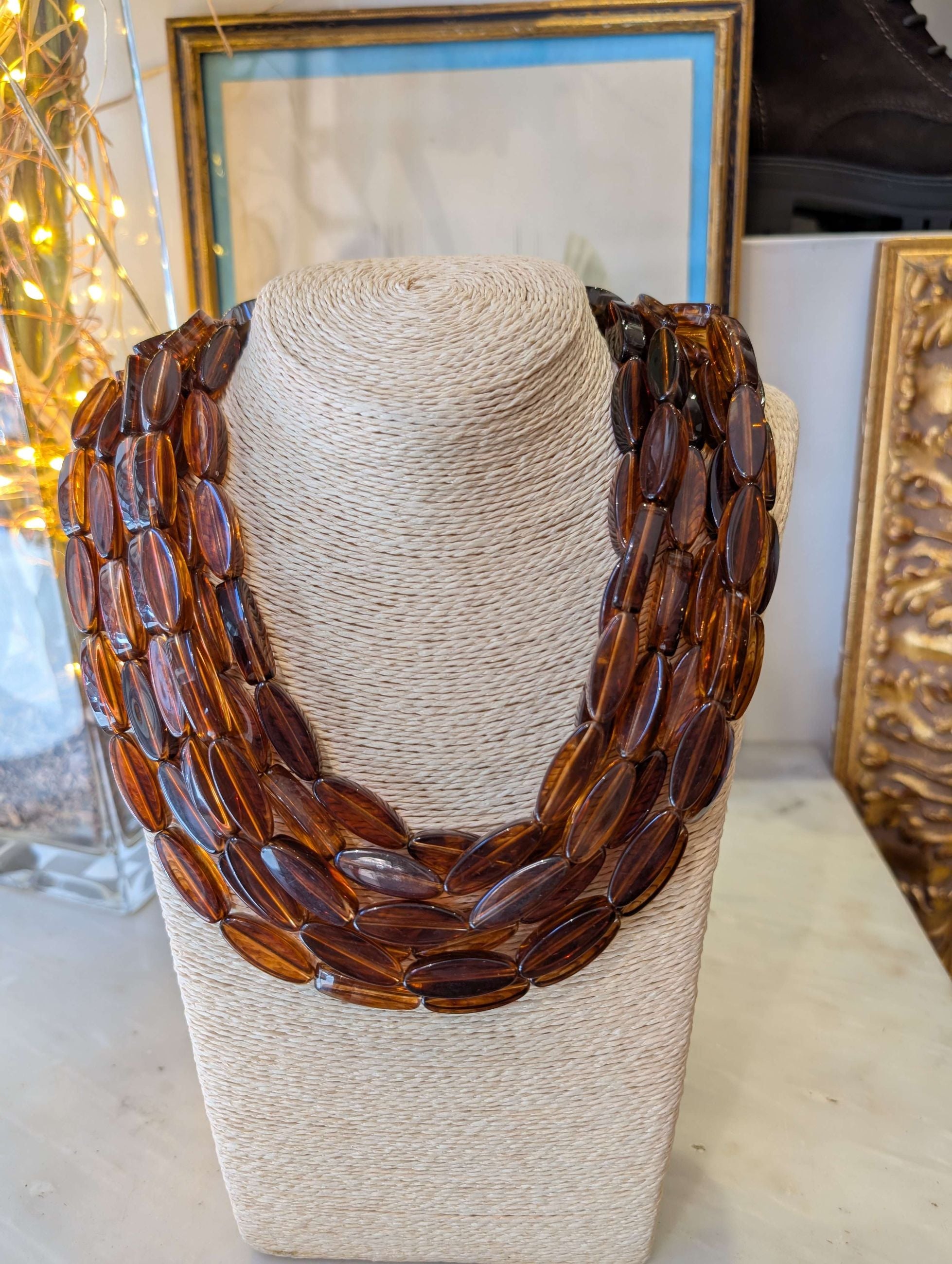 COLLANA AGATA MULTIFILO IN RESINA MARRONE - NALI'