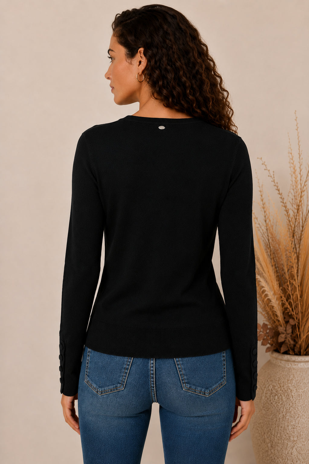 Maglia slim in viscosa con scollo a V e bottoni - MARKUP DONNA