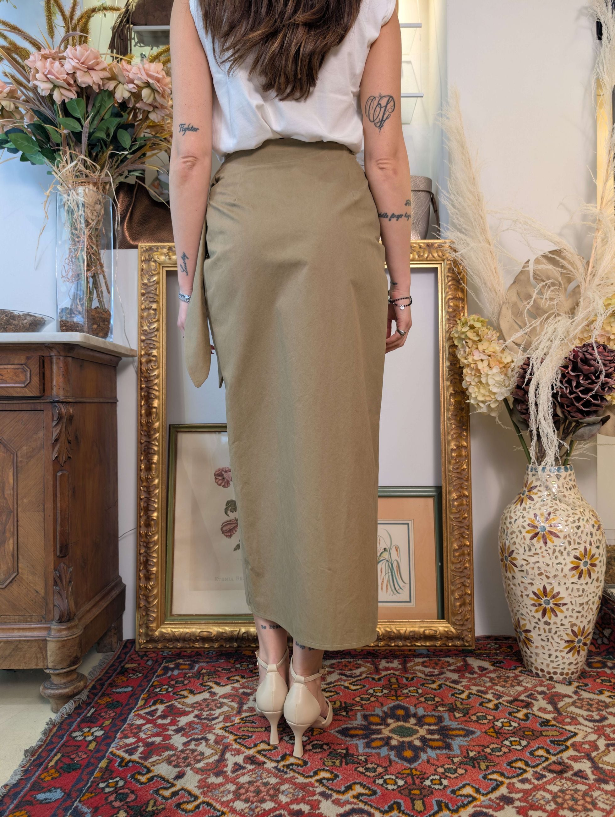 Gonna pareo in gabardina di cotone - TENSIONE IN