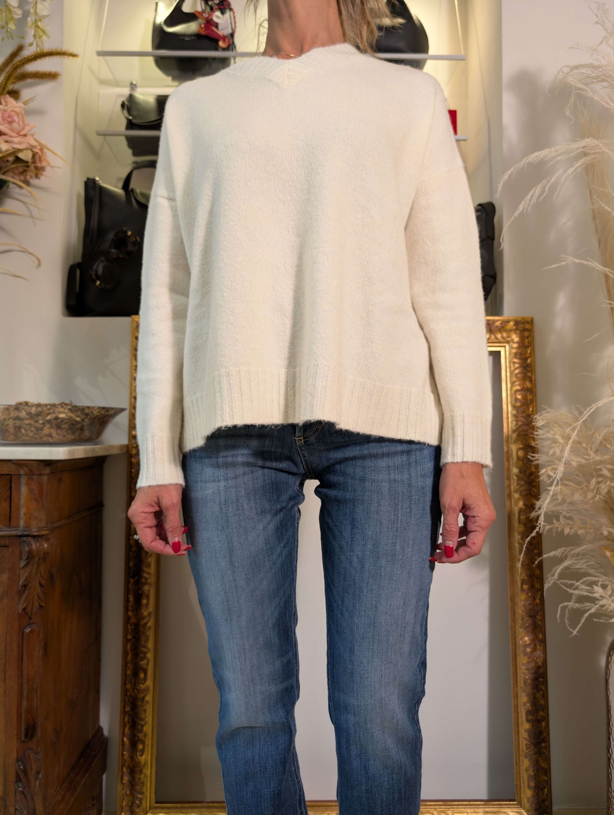 Maglia scollo a V in bouclé - SHE_FLORENCE_LAB