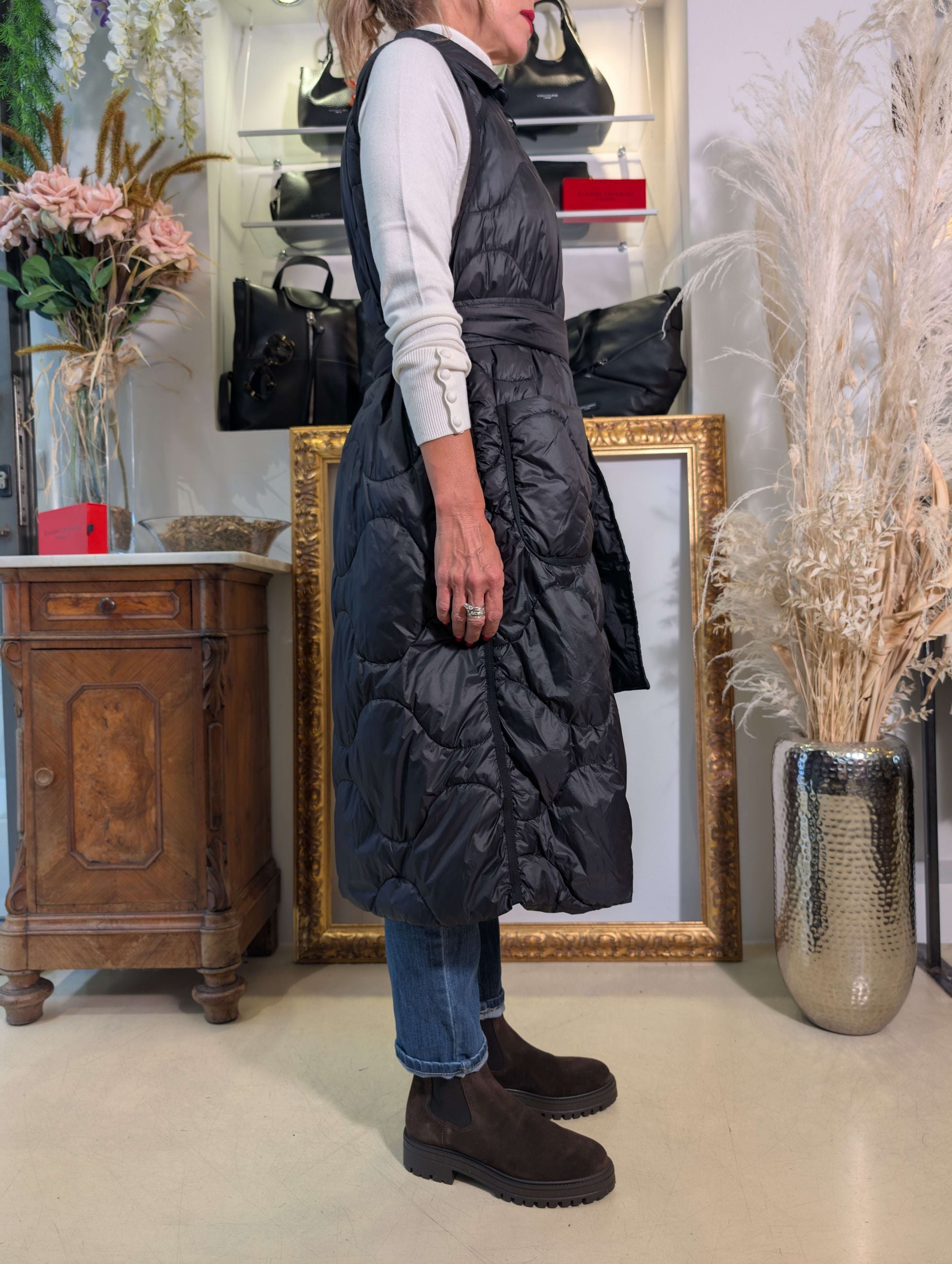 Gilet trapuntato lungo - PLEASE