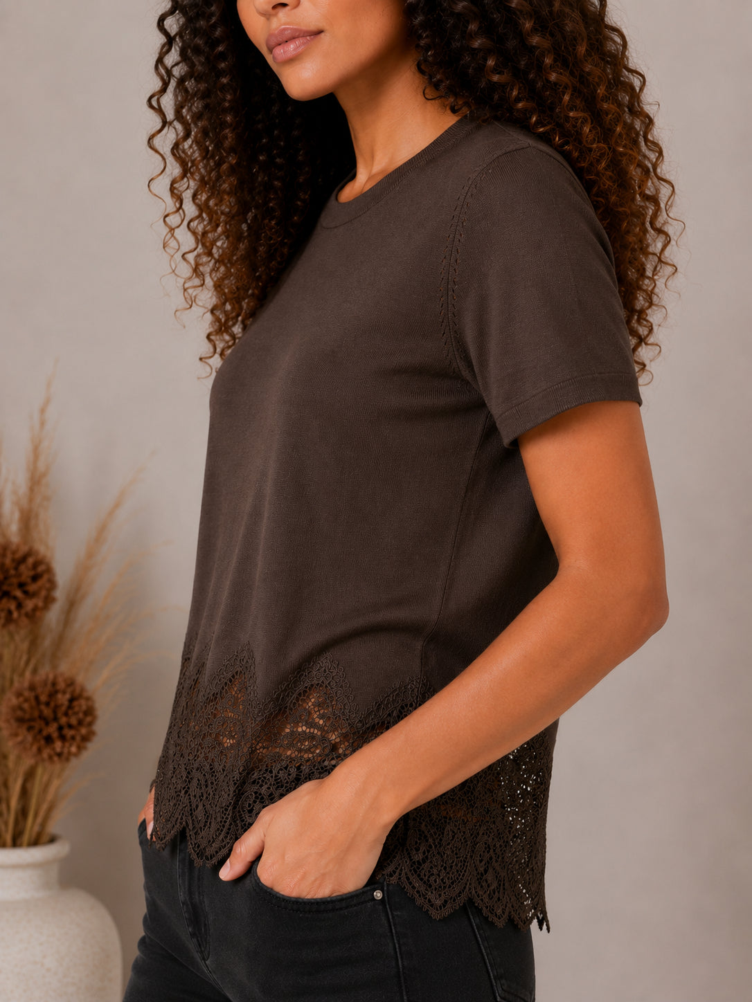 Maglia in viscosa finezza 12 con pizzo - SHE_FLORENCE_LAB