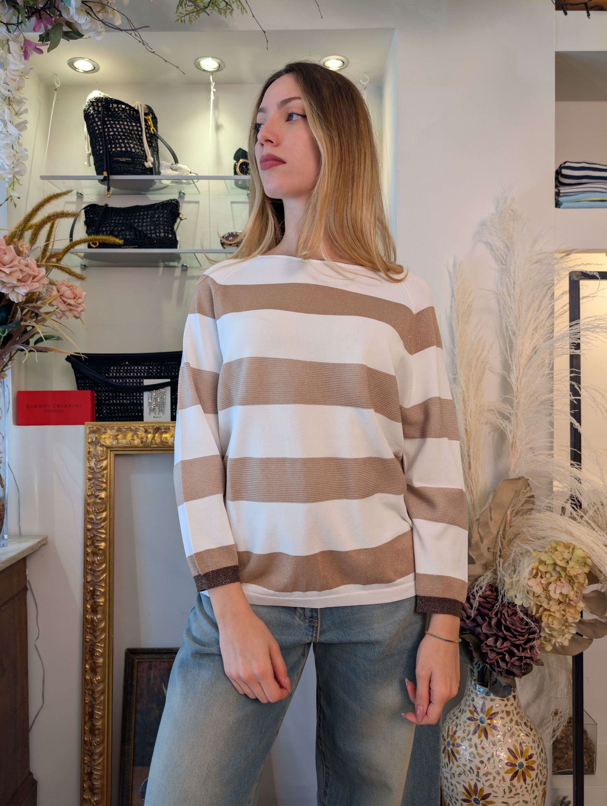 Maglia Girocollo Rigata con Lurex - SHE_FLORENCE_LAB