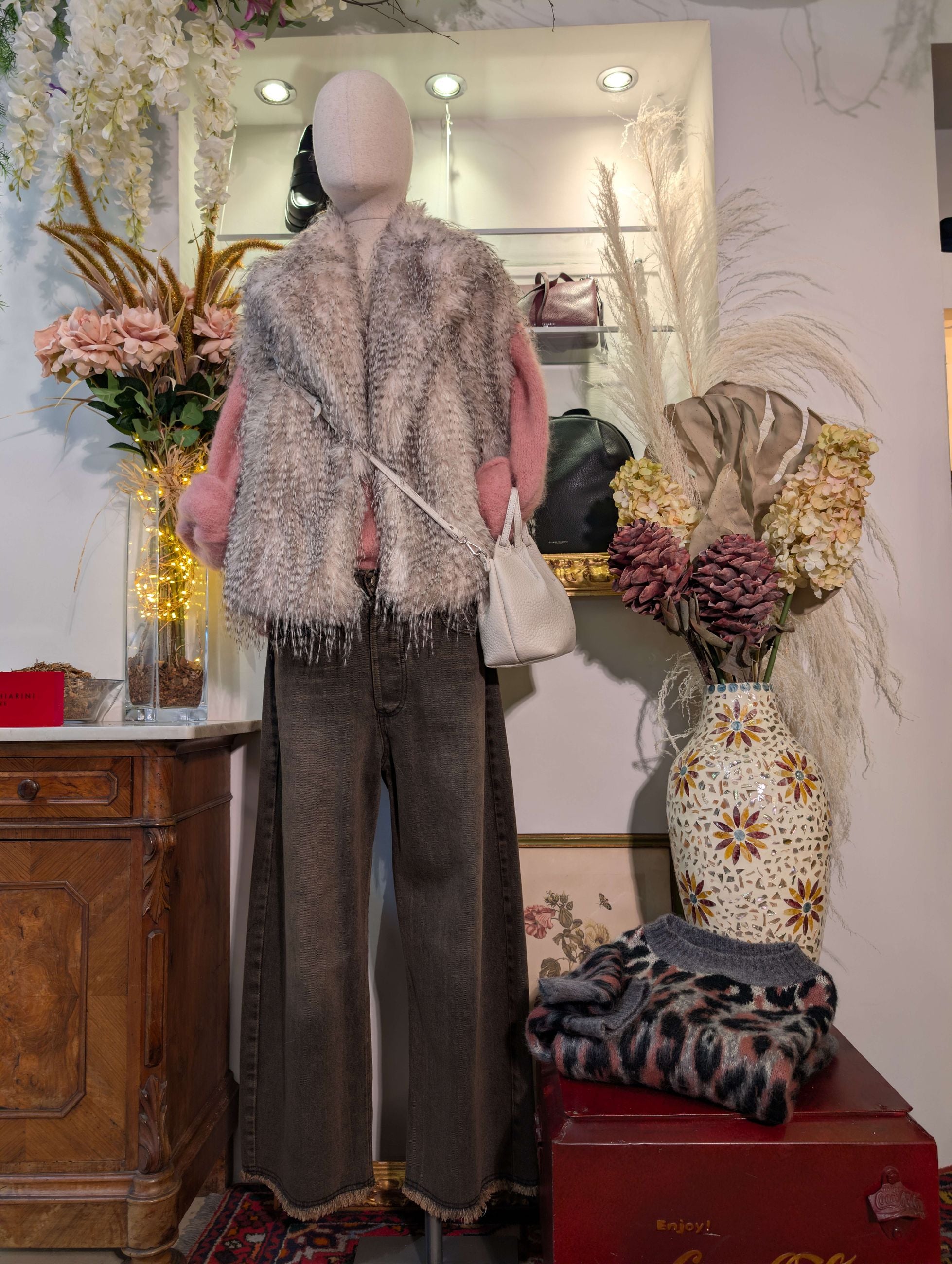 Pelliccia Smanicata faux fur in lince - TENSIONE IN