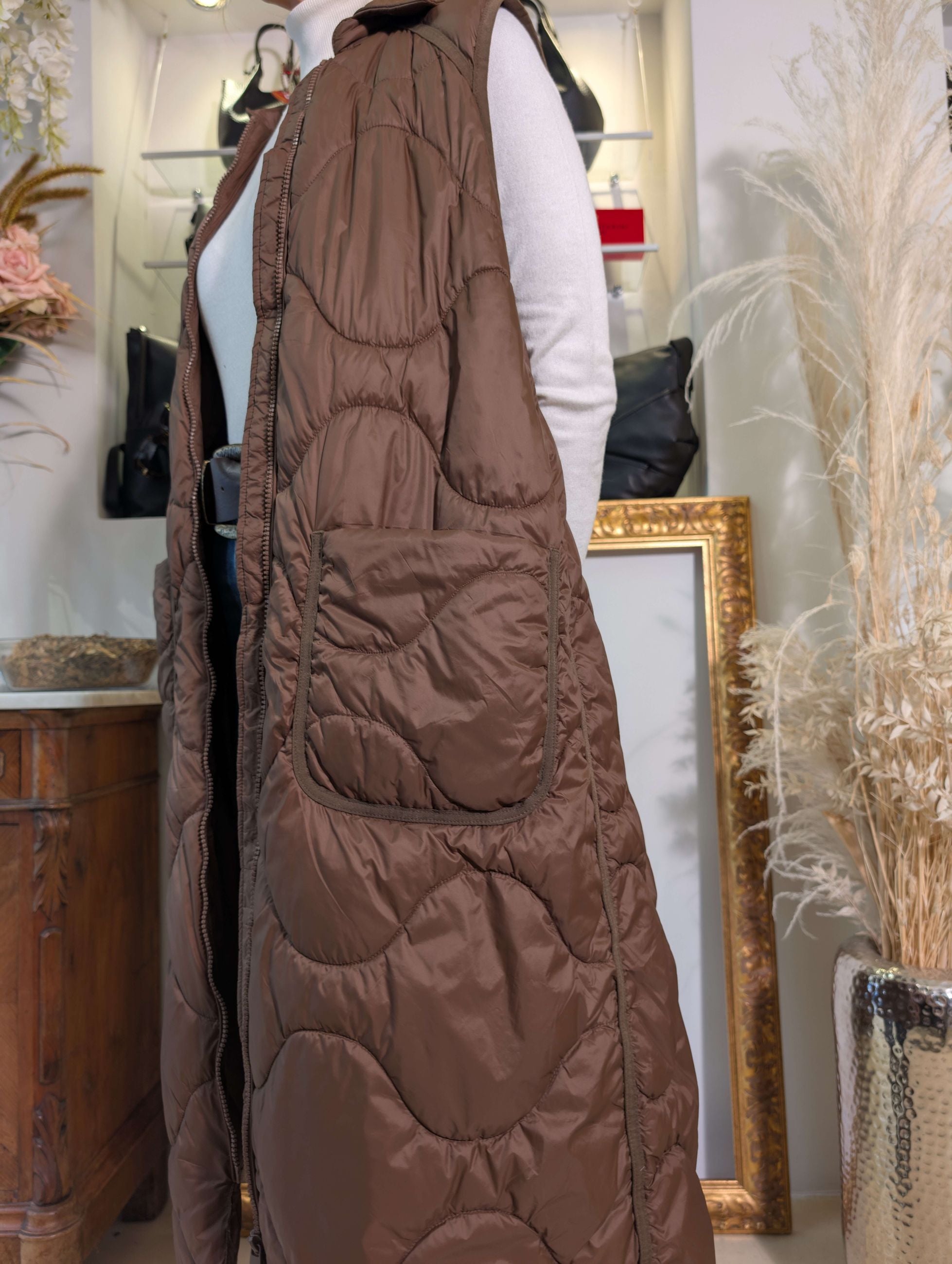Gilet trapuntato lungo - PLEASE