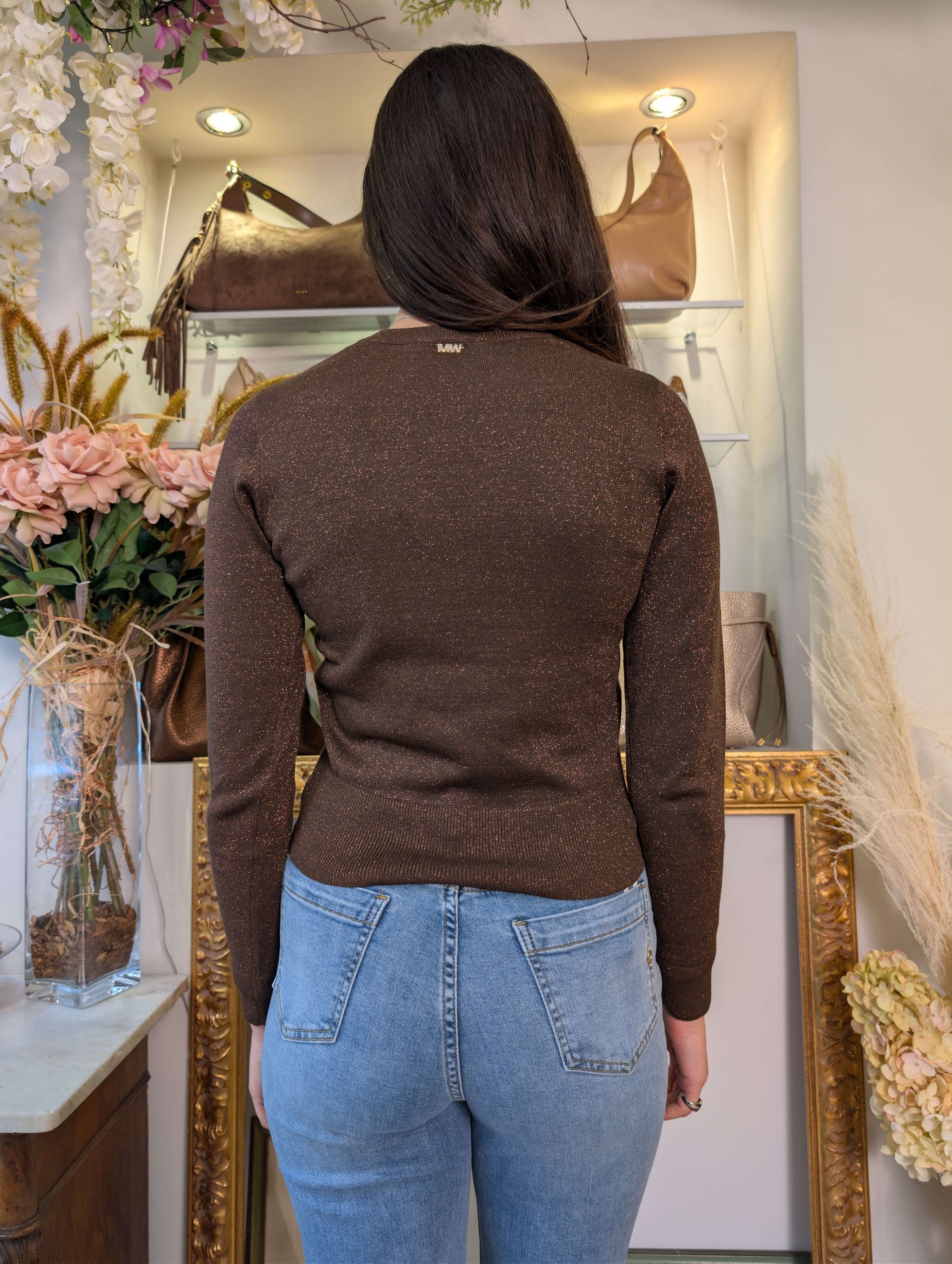 Maglia in lurex con collo alla coreana - MARKUP DONNA