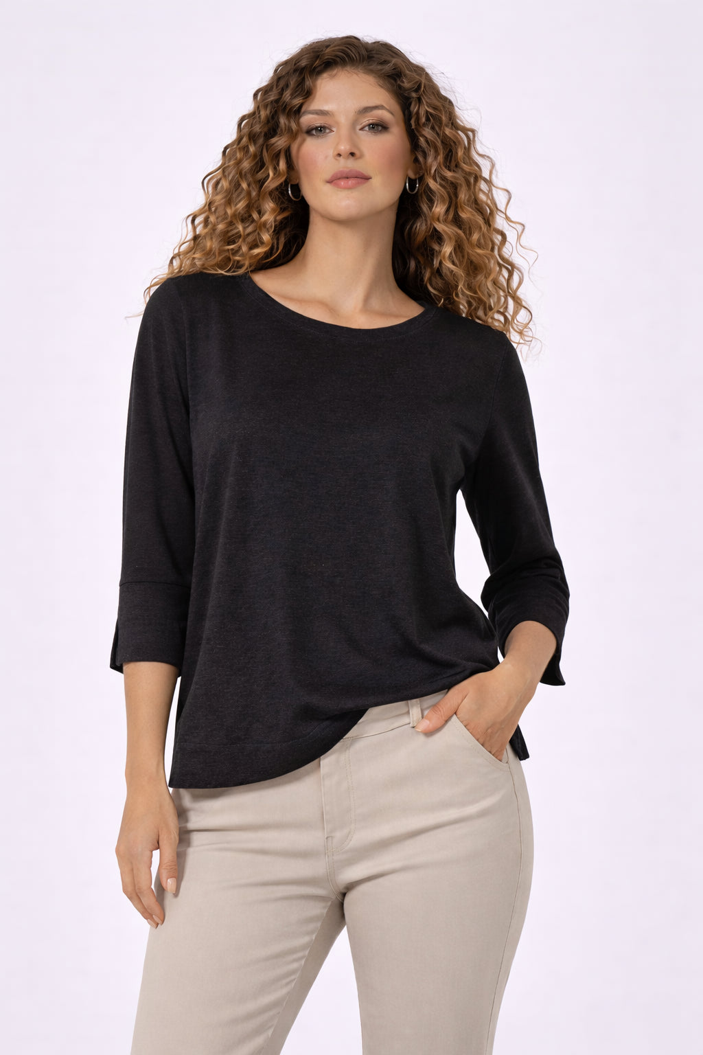 T-shirt bimaterica lino cotone - MARKUP DONNA