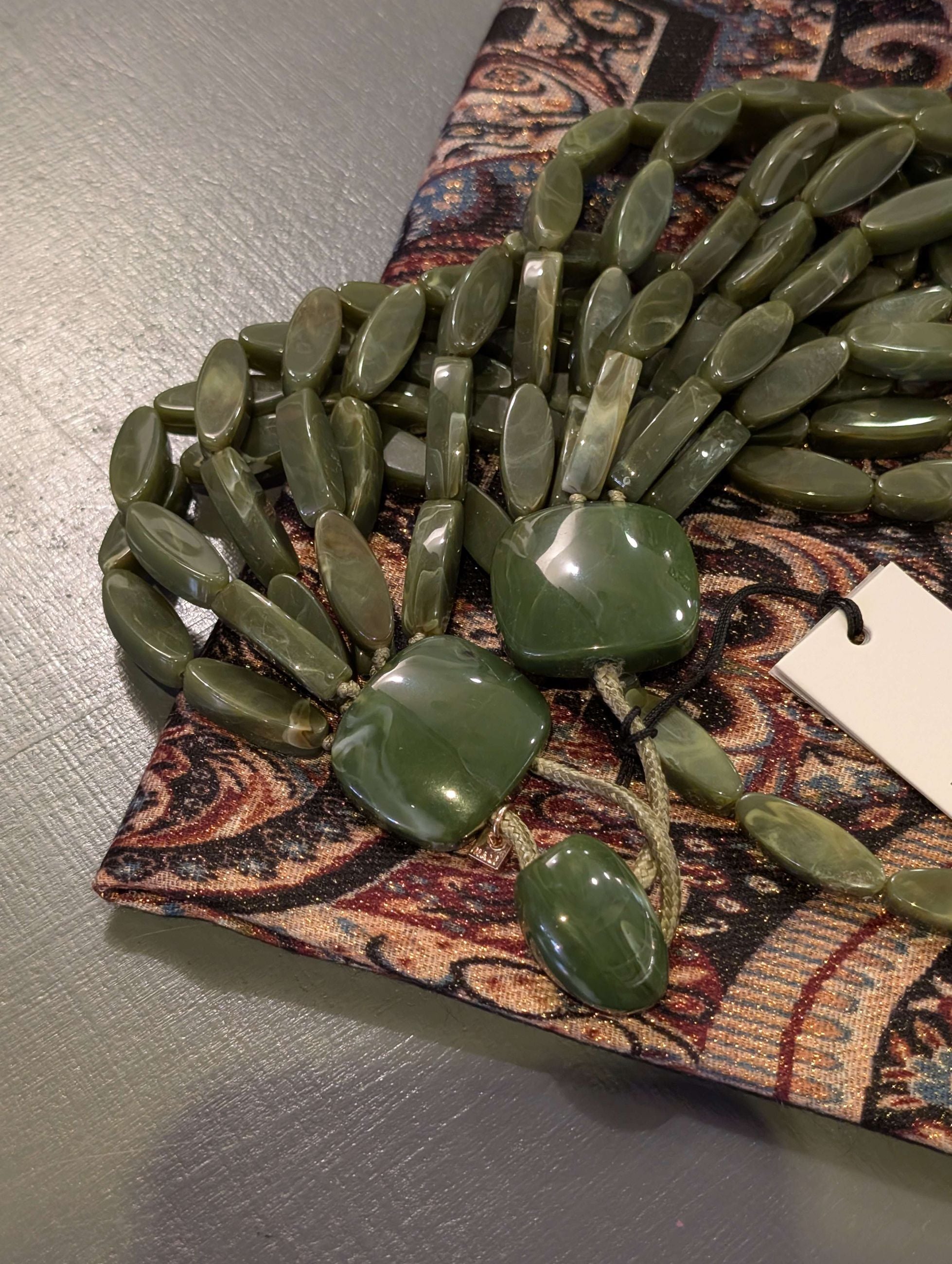 COLLANA AGATA MULTIFILO IN RESINA VERDE - NALI'