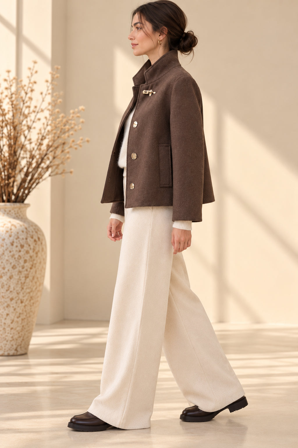 Cropped Coat in panno con dettagli gold - MARKUP DONNA