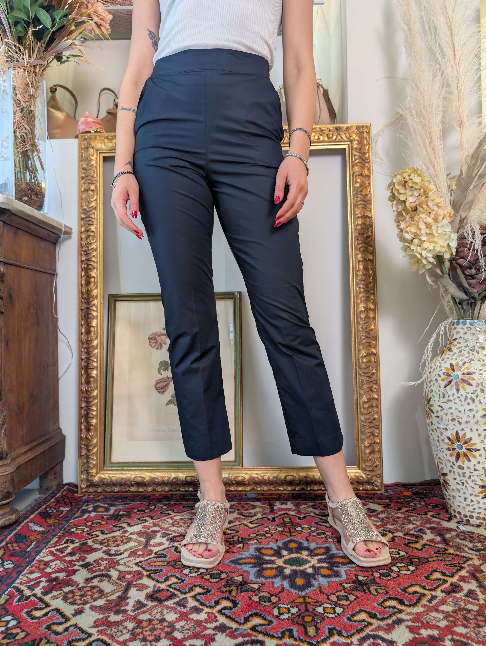 Pantalone a sigaretta in tela di cotone Le Sarte del Sole. - LE SARTE DEL SOLE