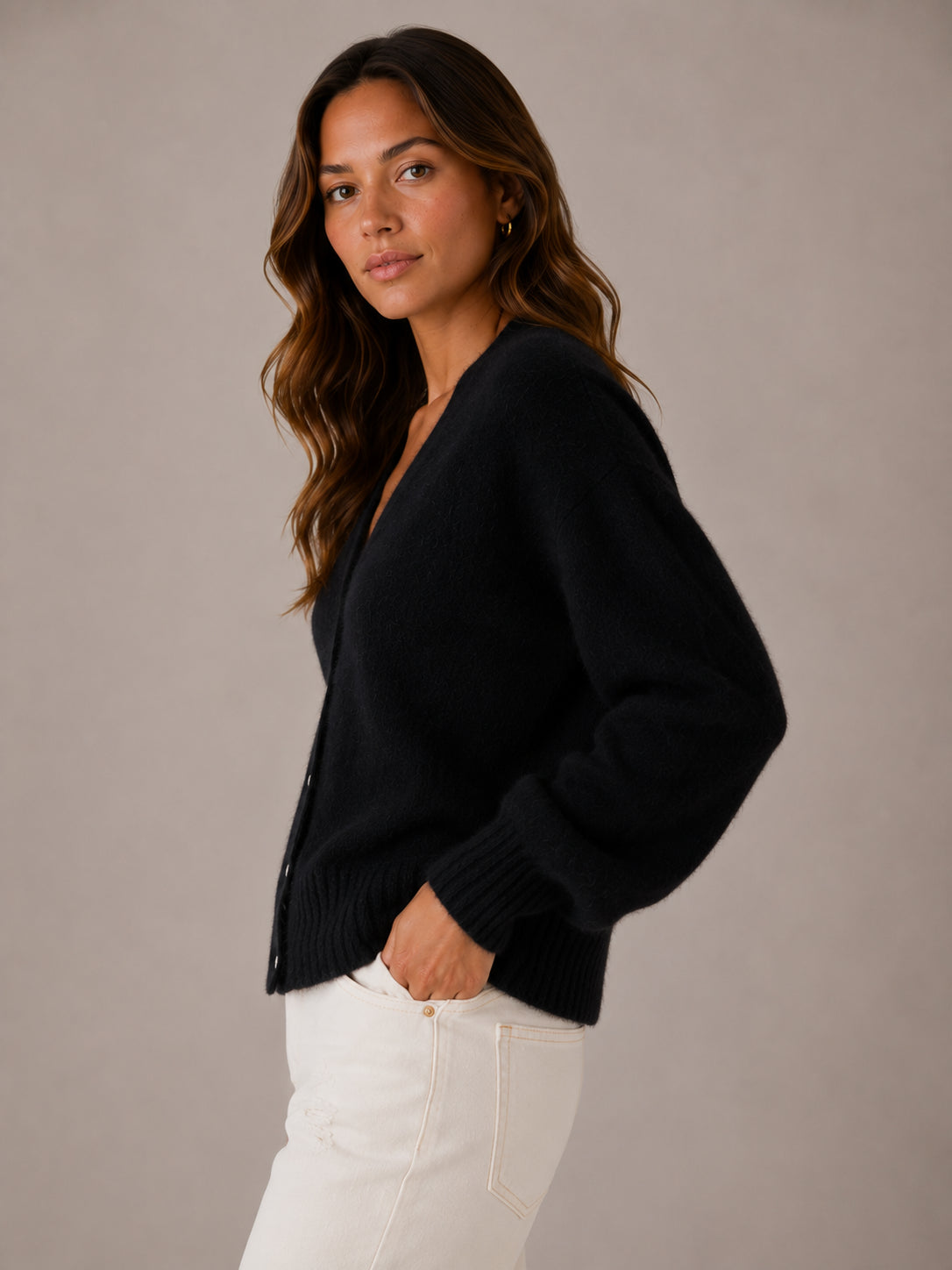 Cardigan in angora - .SOLO TRE