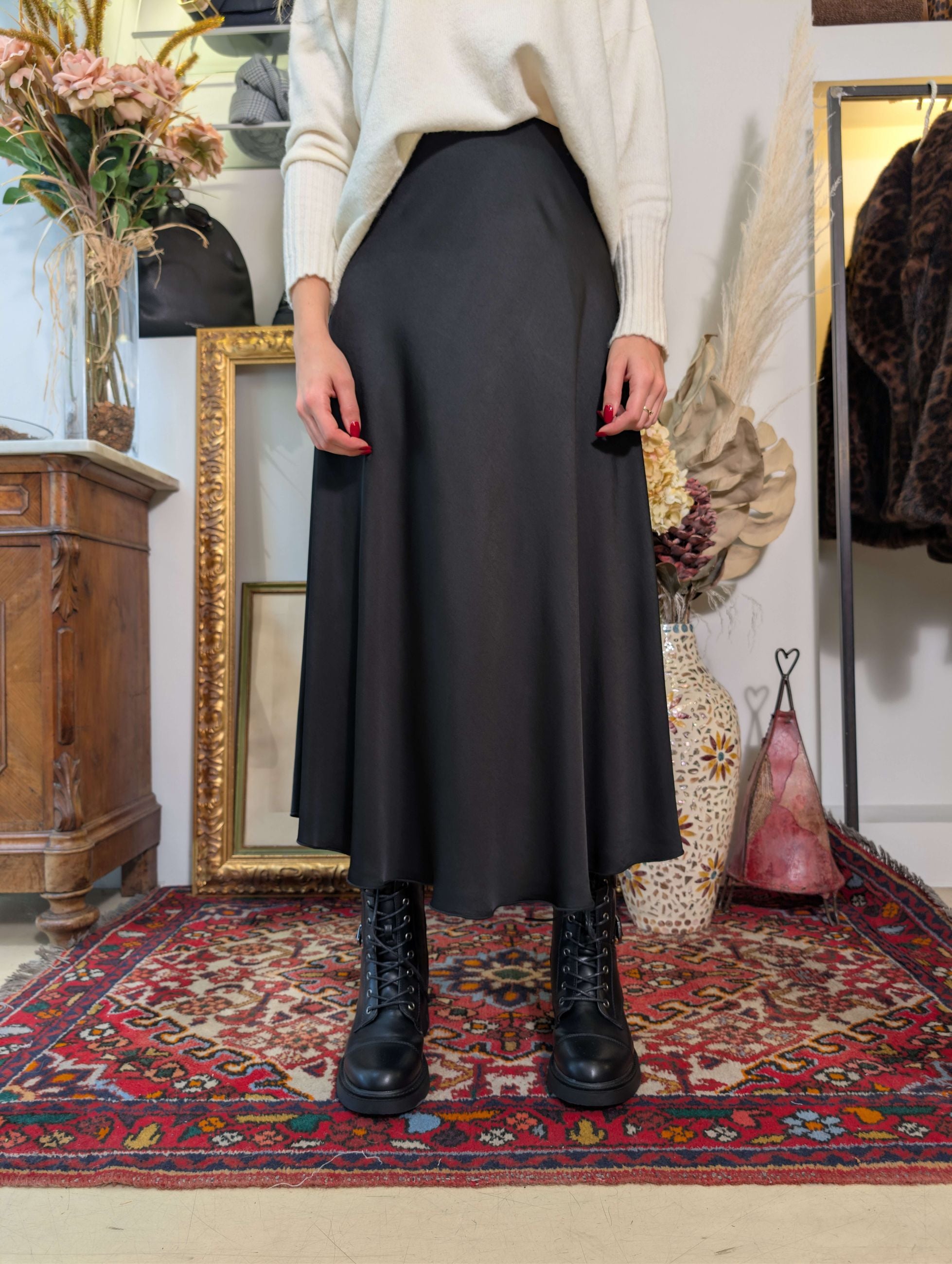 Gonna midi in raso di viscosa - SHE_FLORENCE_LAB