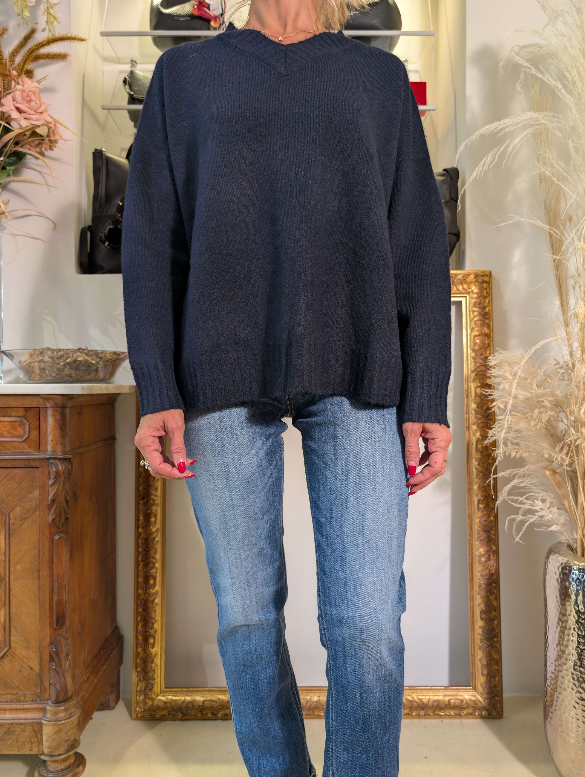 Maglia scollo a V in bouclé - SHE_FLORENCE_LAB