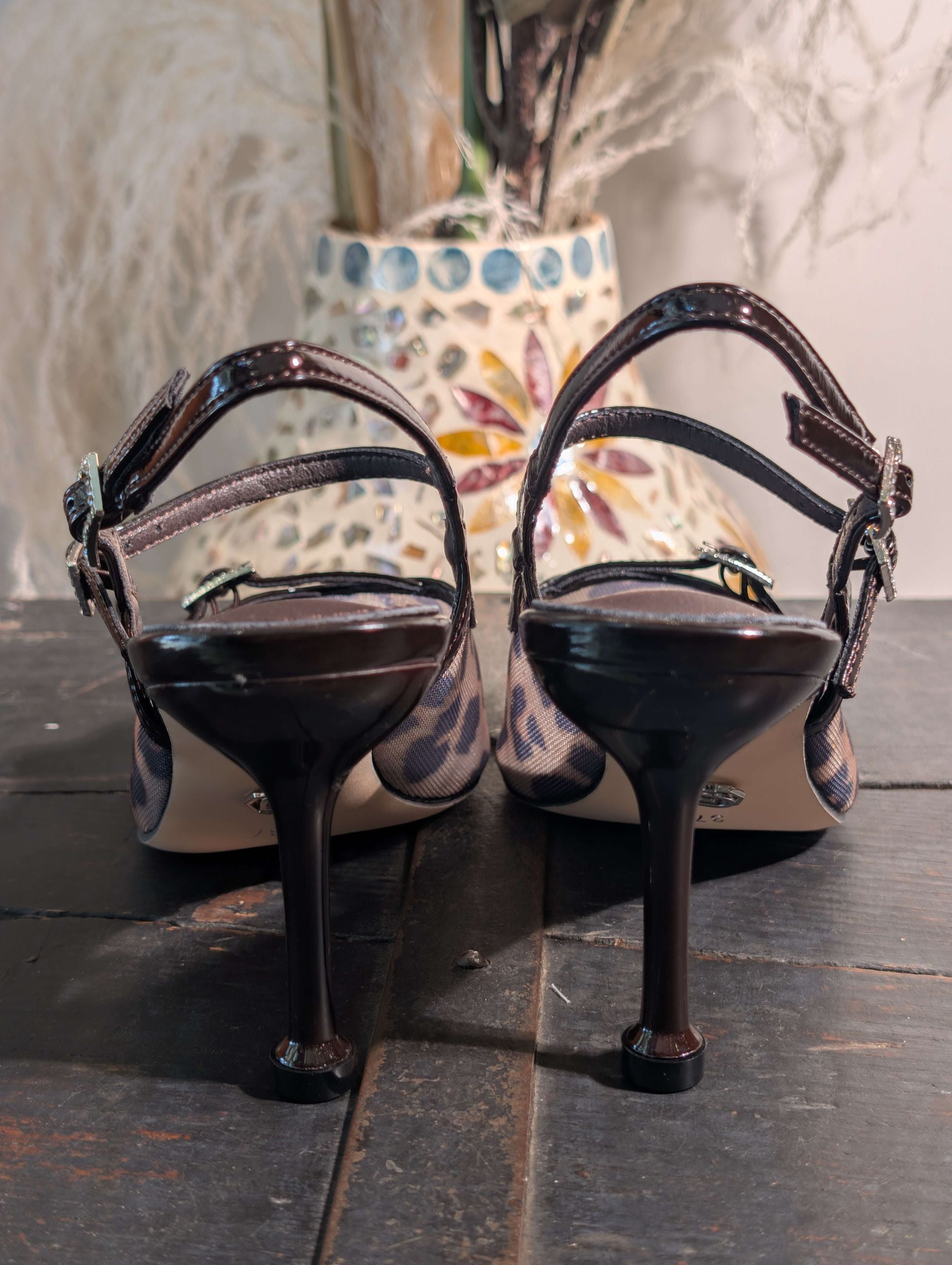 DECOLLETE SLINGBACK IN FANTASIA ANIMALIER - GOLD & GOLD