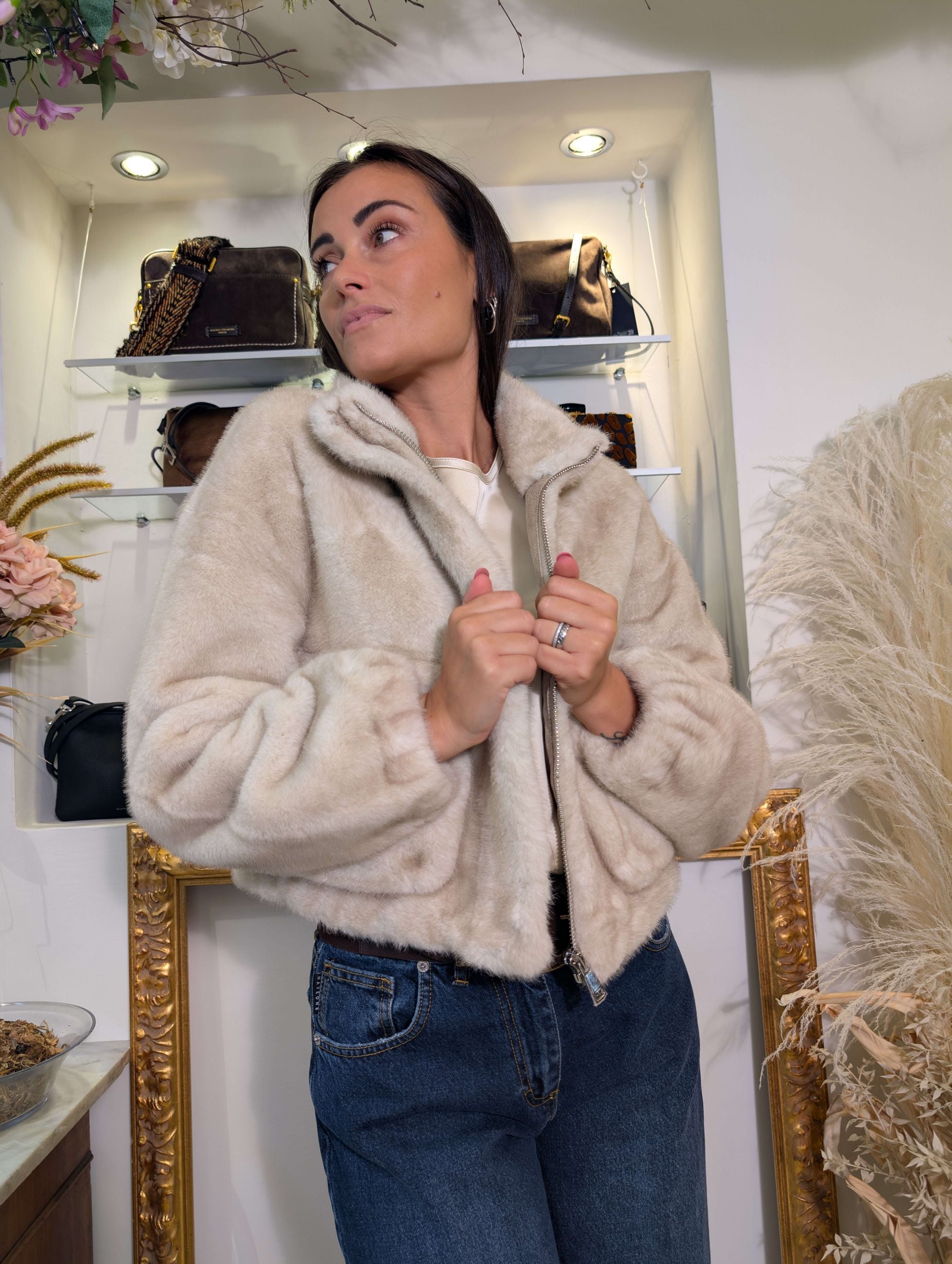 Bomber in pelliccia sintetica effetto visone con interno in ecoshearling - SHE_FLORENCE_LAB