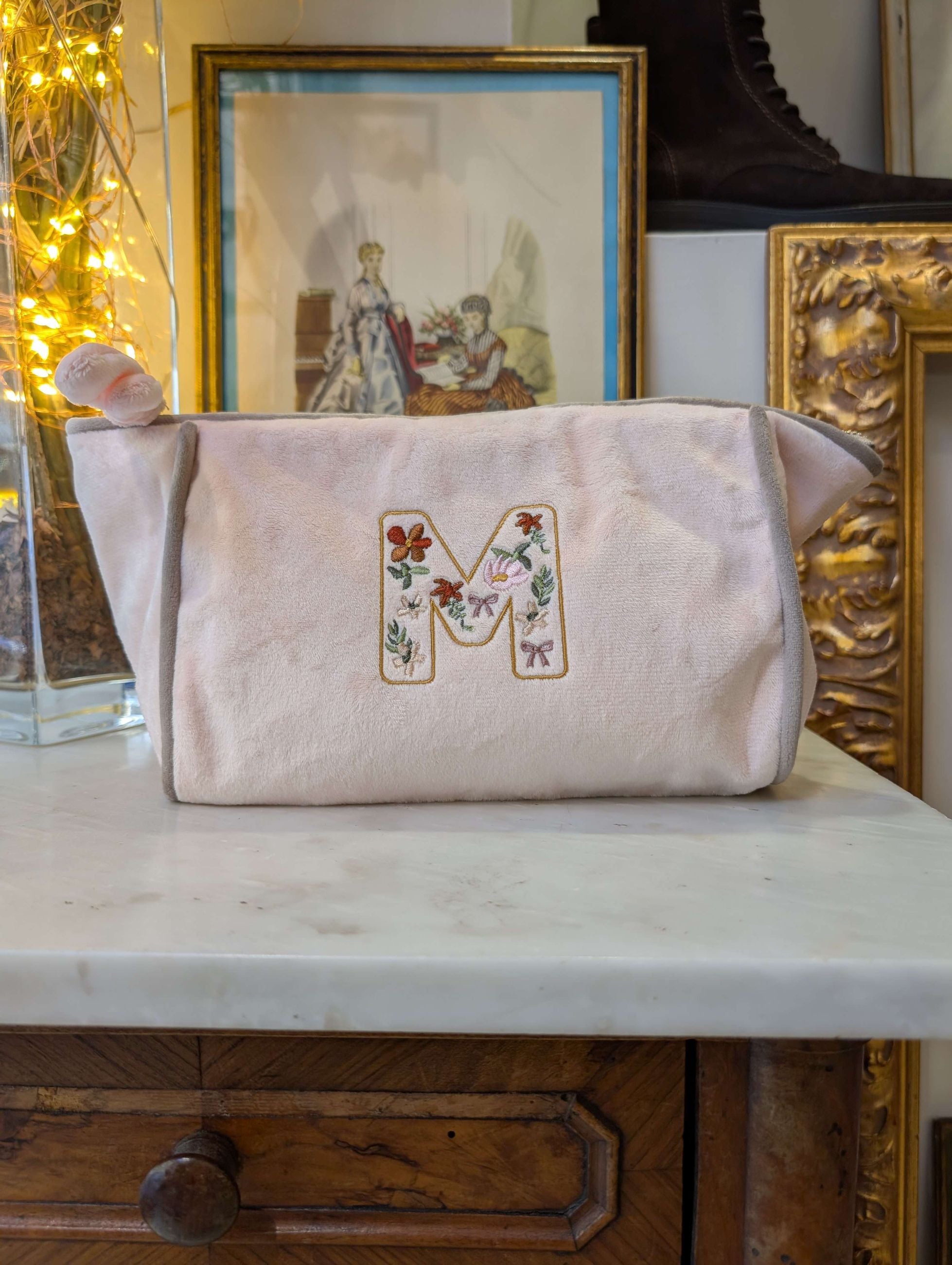POUCH EMBROIDERY LETTERA M CIPRIA/TORTORA - NALI'