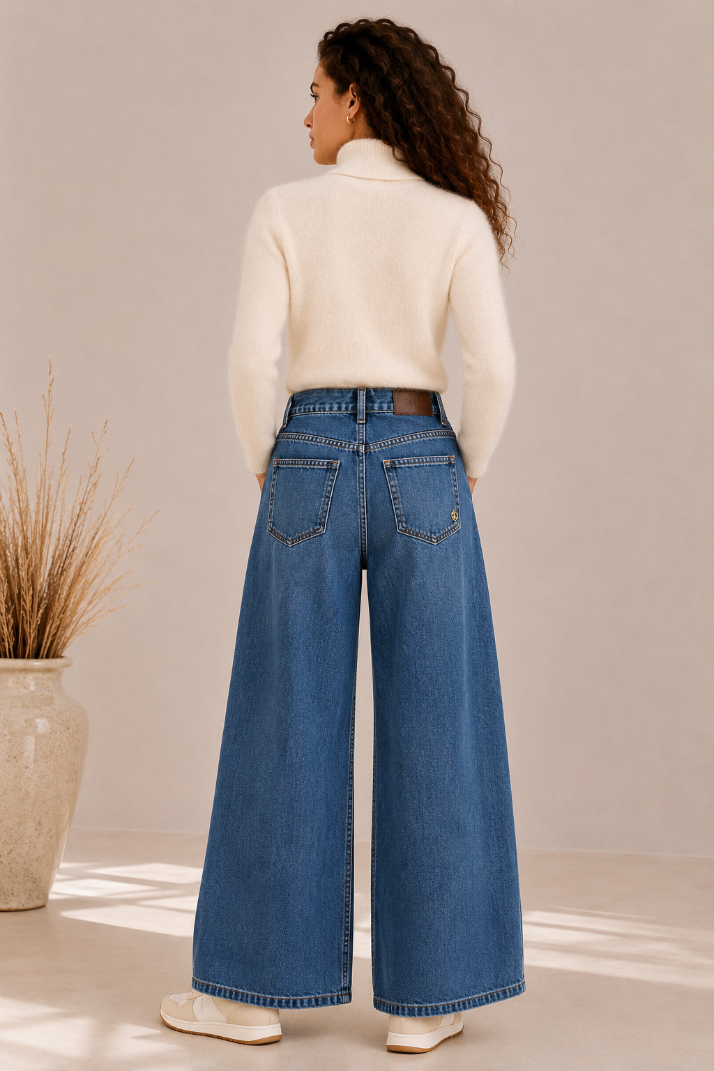 Jeans Wide Leg in Denim con Lyocell e Coulisse - GL for Her
