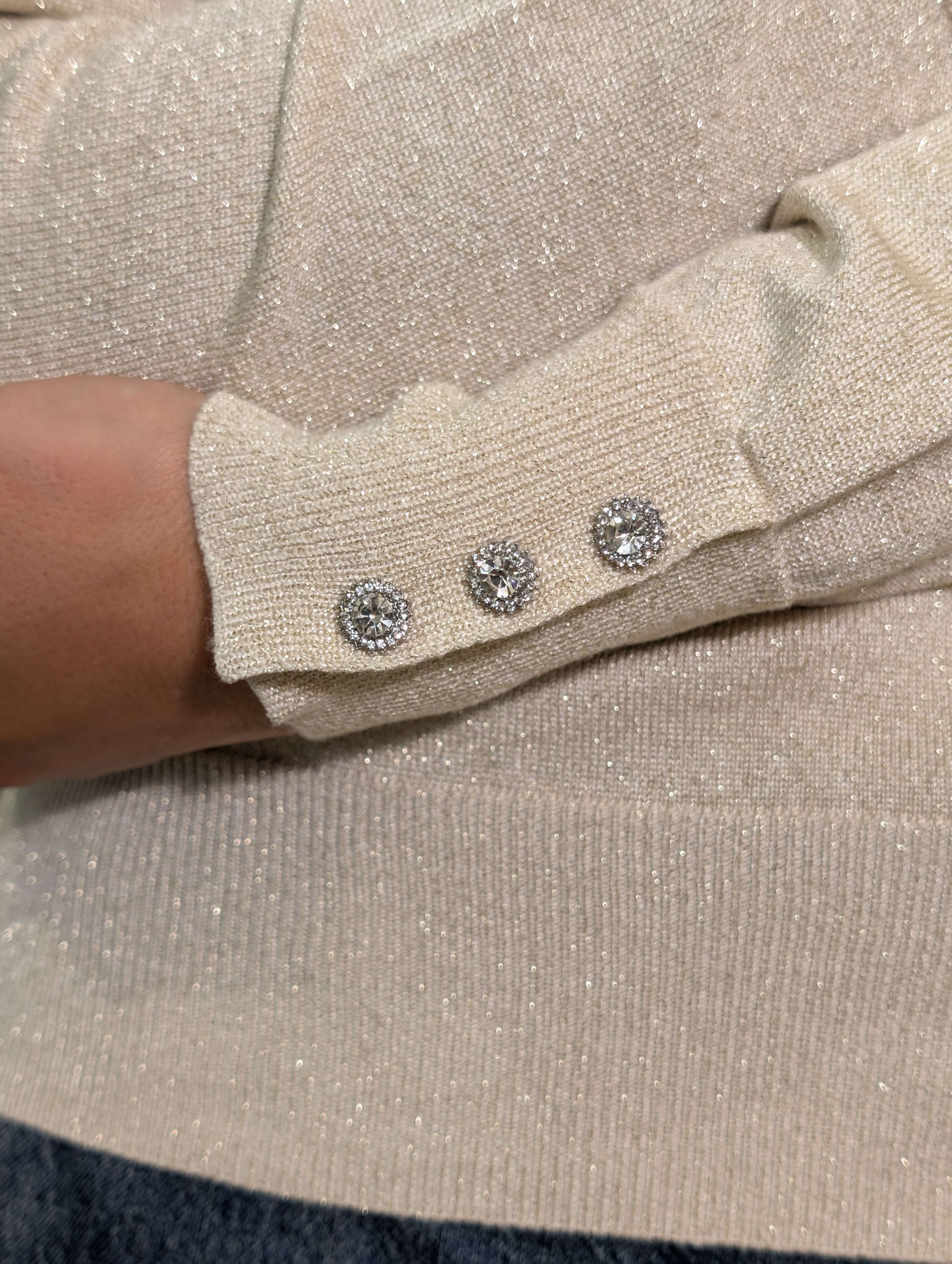 Maglia girocollo in lurex con bottoni gioiello - SHE_FLORENCE_LAB