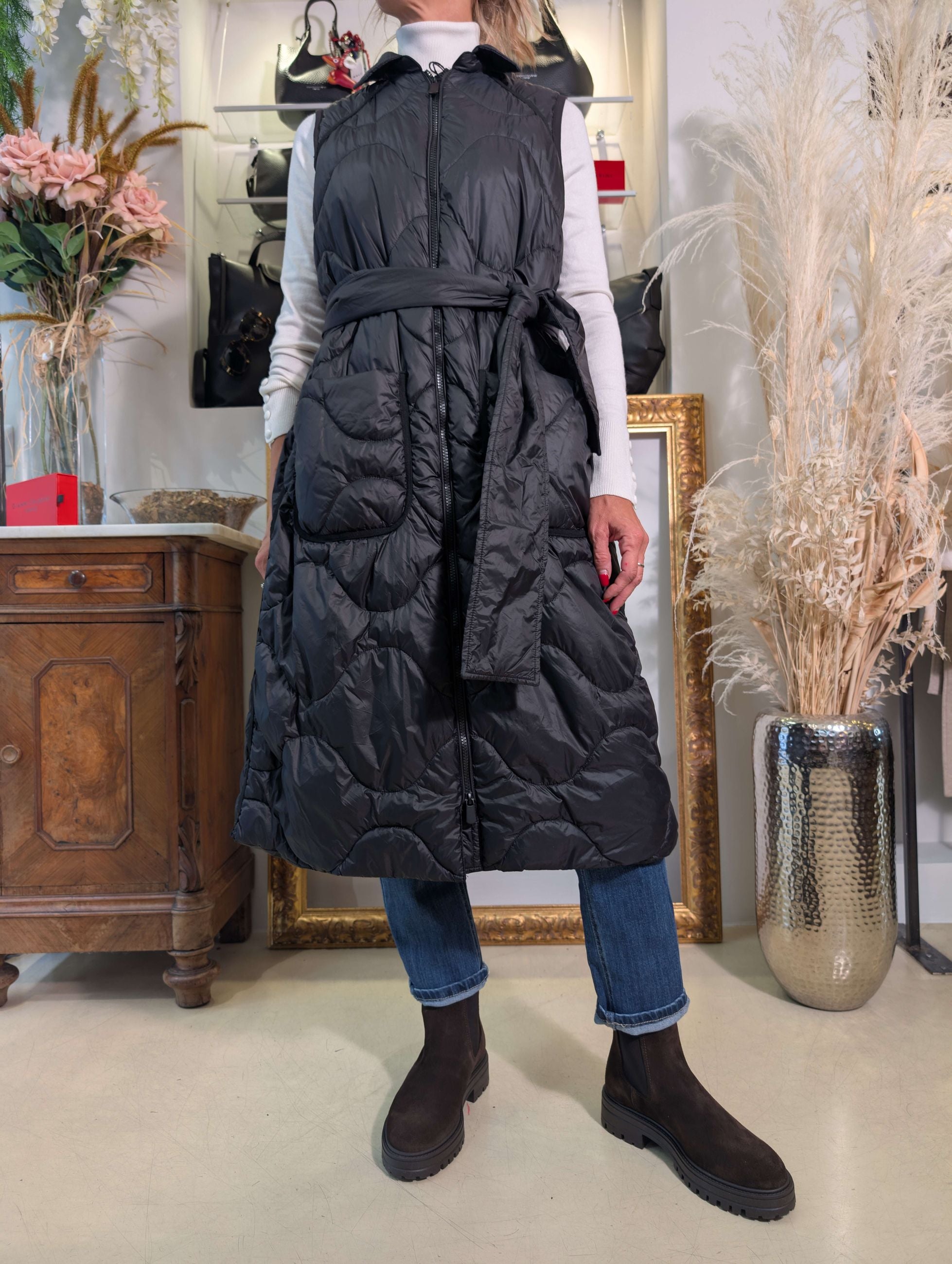 Gilet trapuntato lungo - PLEASE