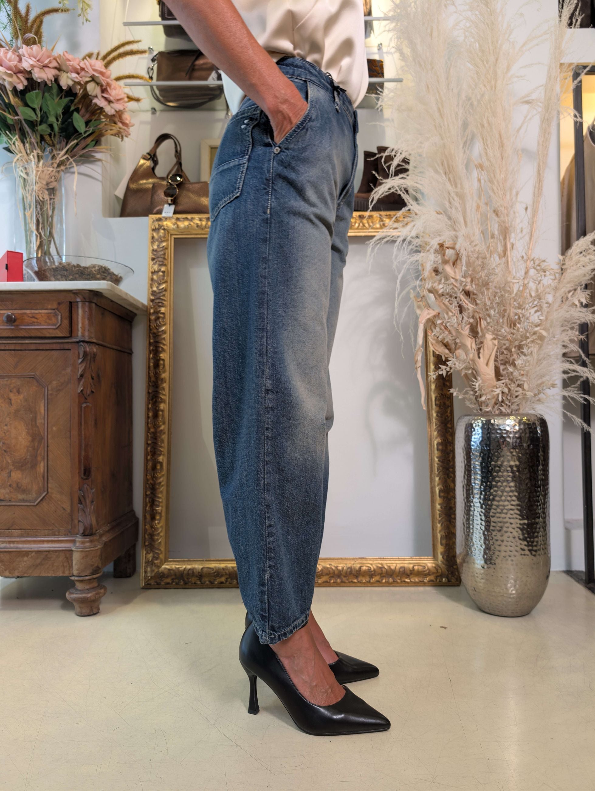 Panta carrot in denim lavaggio dirty - PLEASE
