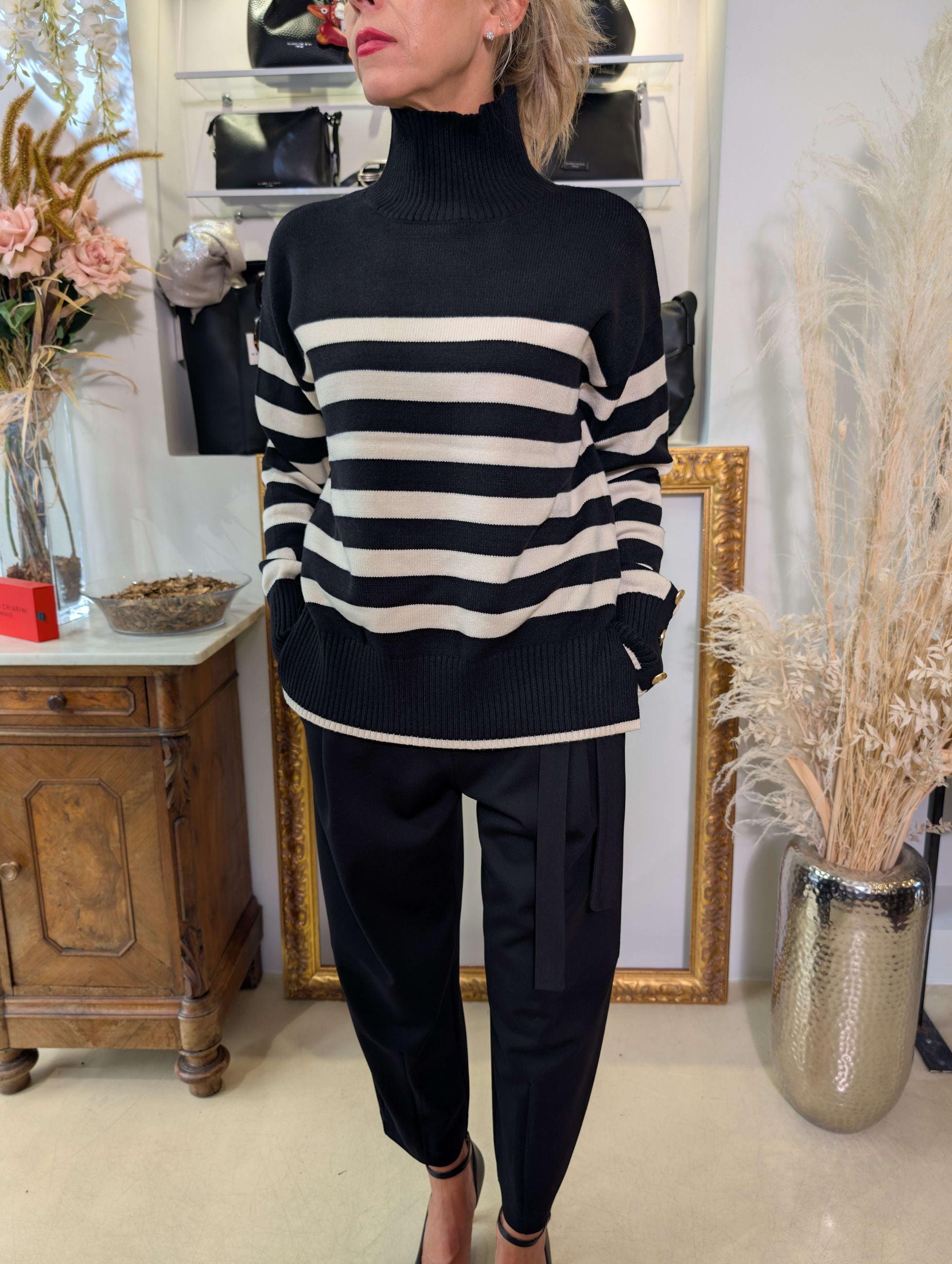 Maglia rigata con bottoni gioiello - SHE_FLORENCE_LAB