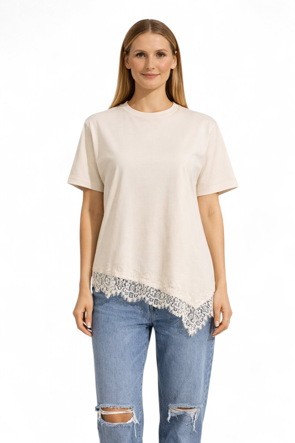 T-shirt con pizzo al fondo - SHE_FLORENCE_LAB