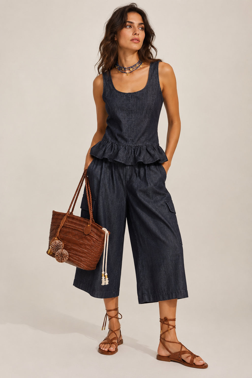 Top in chambray lavato - TENSIONE IN