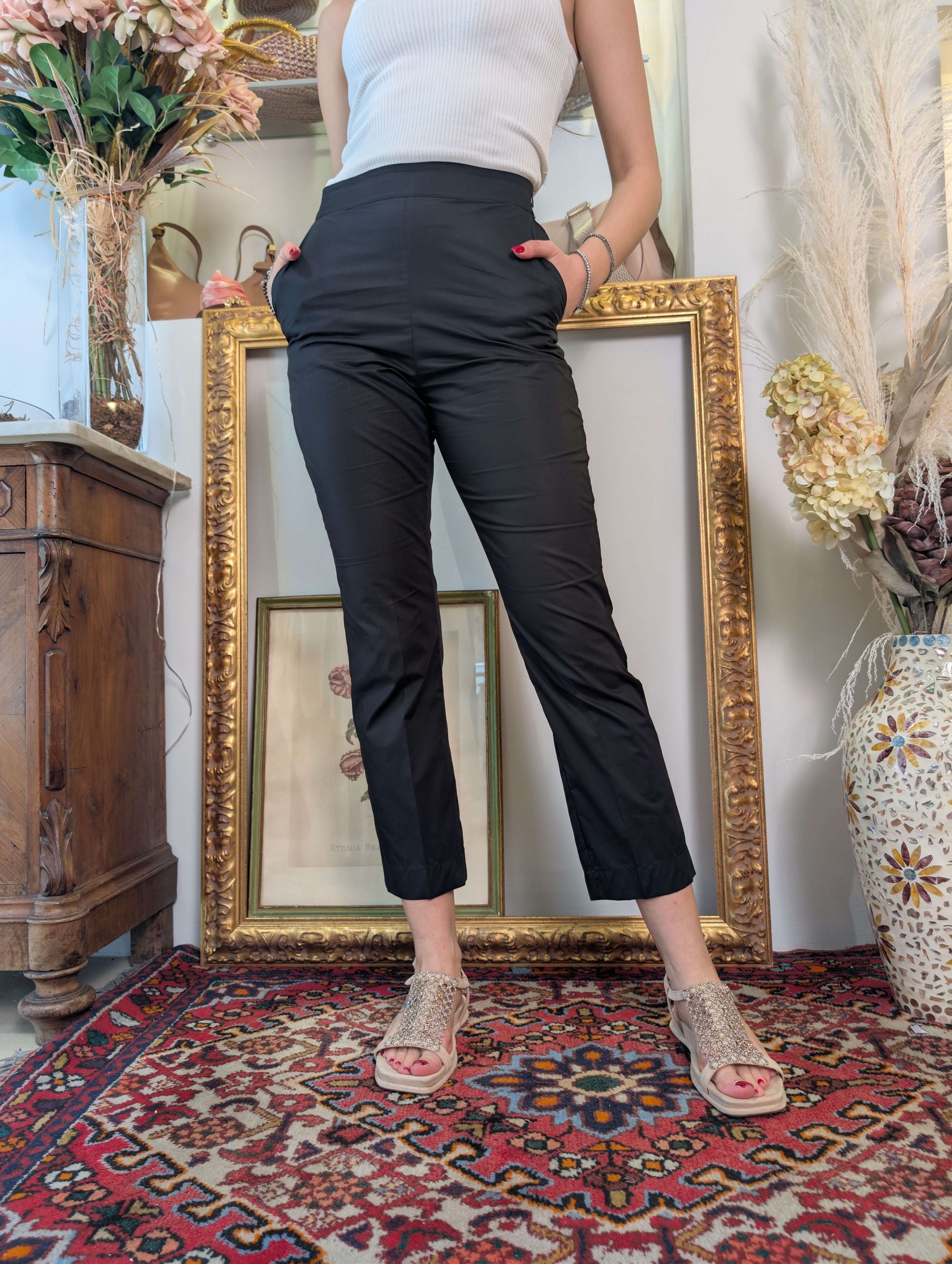 Pantalone a sigaretta in tela di cotone Le Sarte del Sole. - LE SARTE DEL SOLE