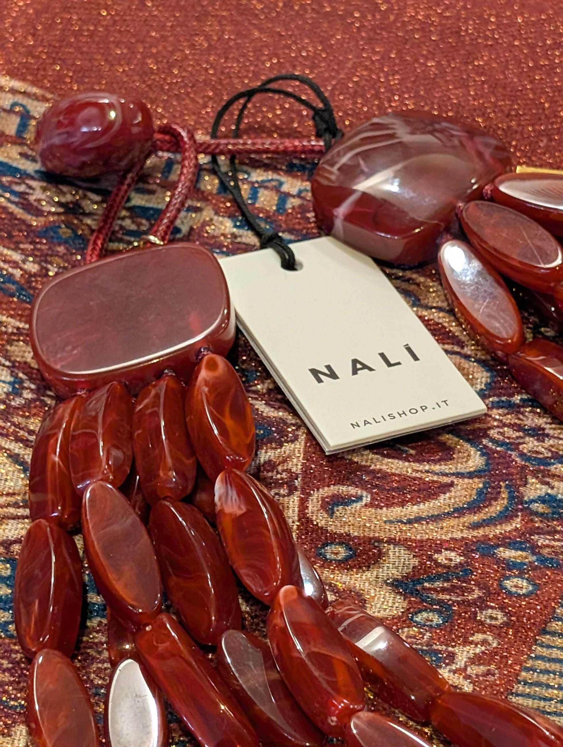 COLLANA AGATA MULTIFILO IN RESINA ROSSO - NALI'