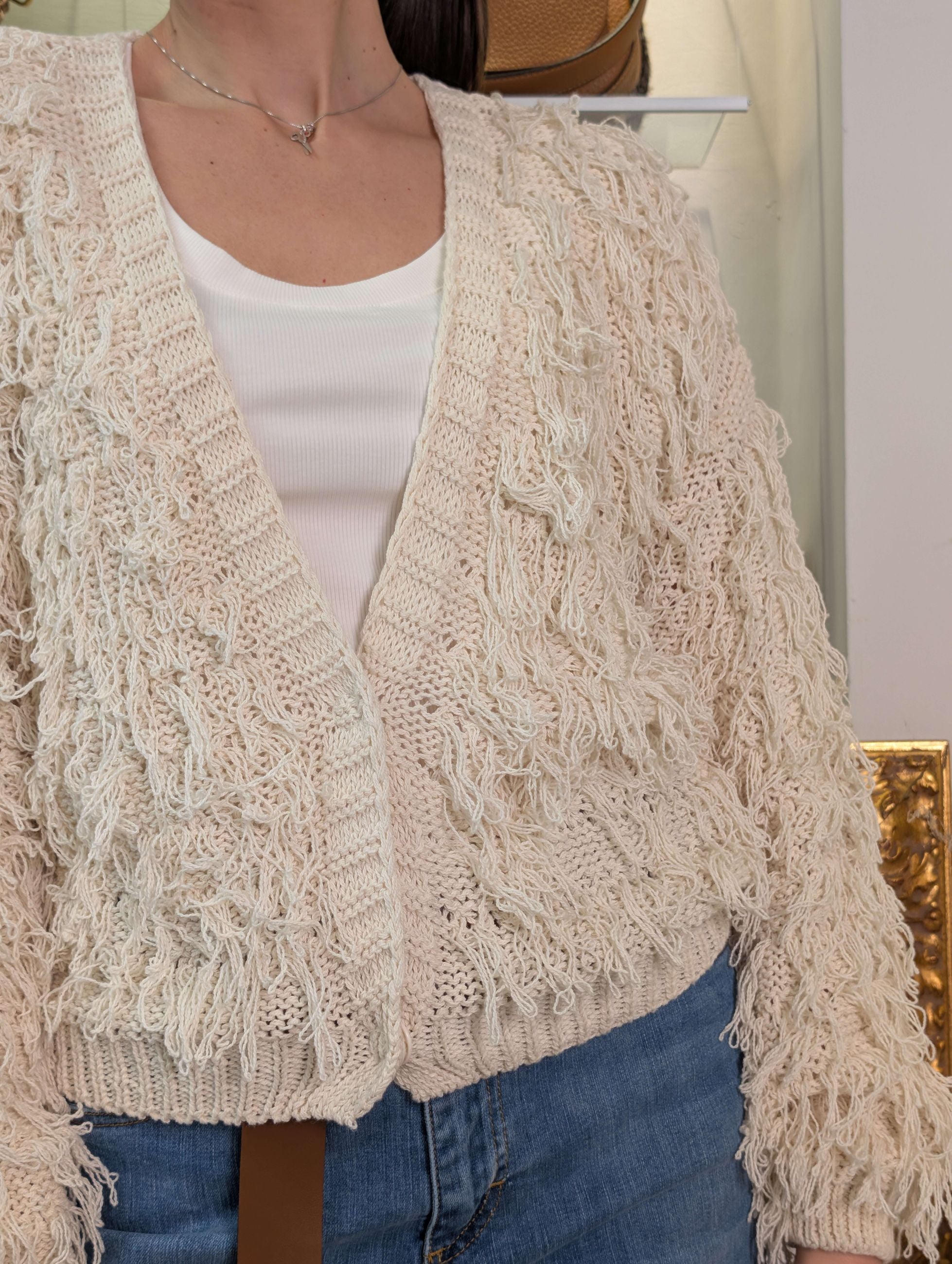 Cardigan finezza 3 lavorazione a frange - HAVE ONE