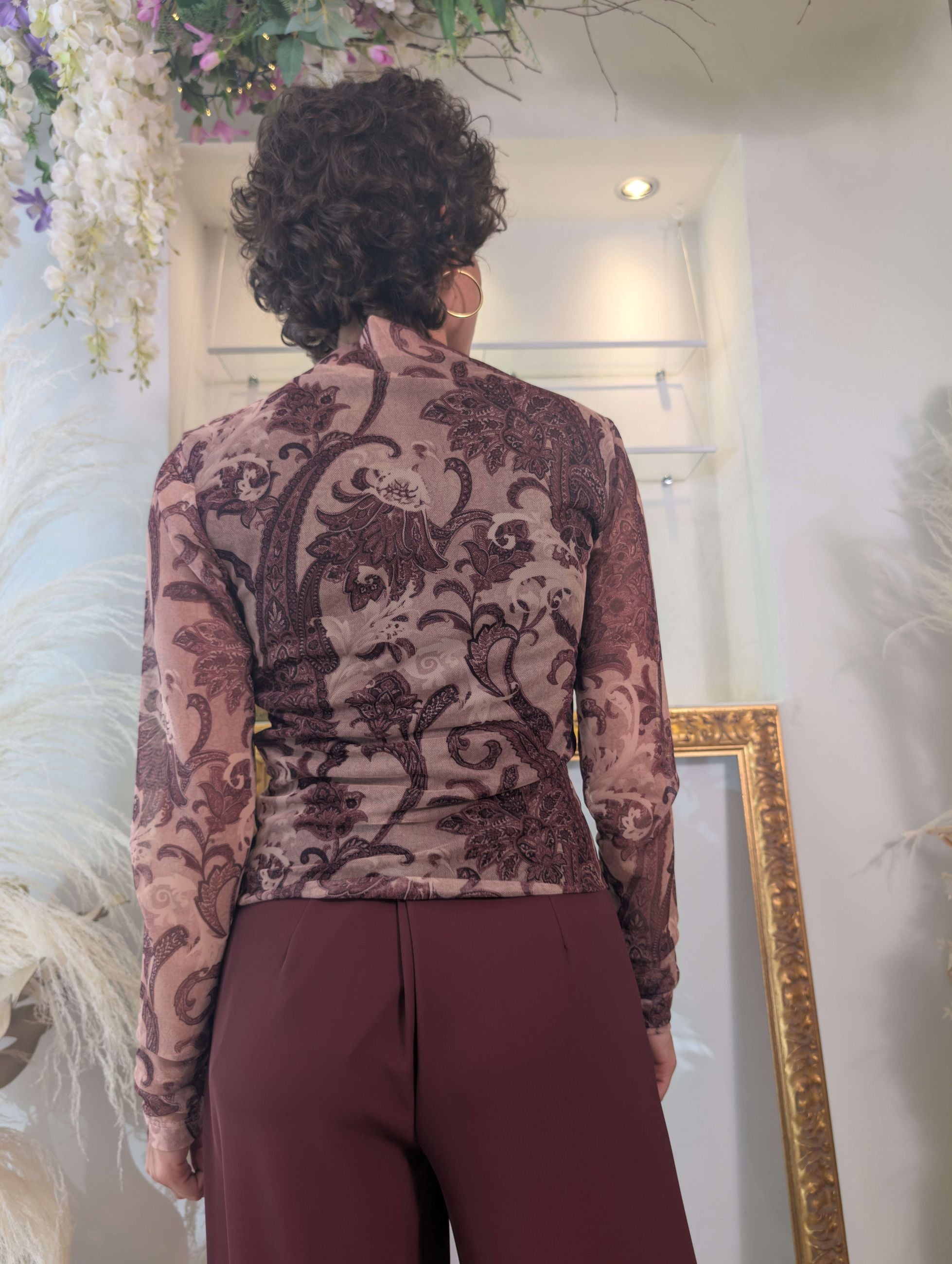 Blusa in tulle con drappeggi laterali e collo cratere - HAVE ONE