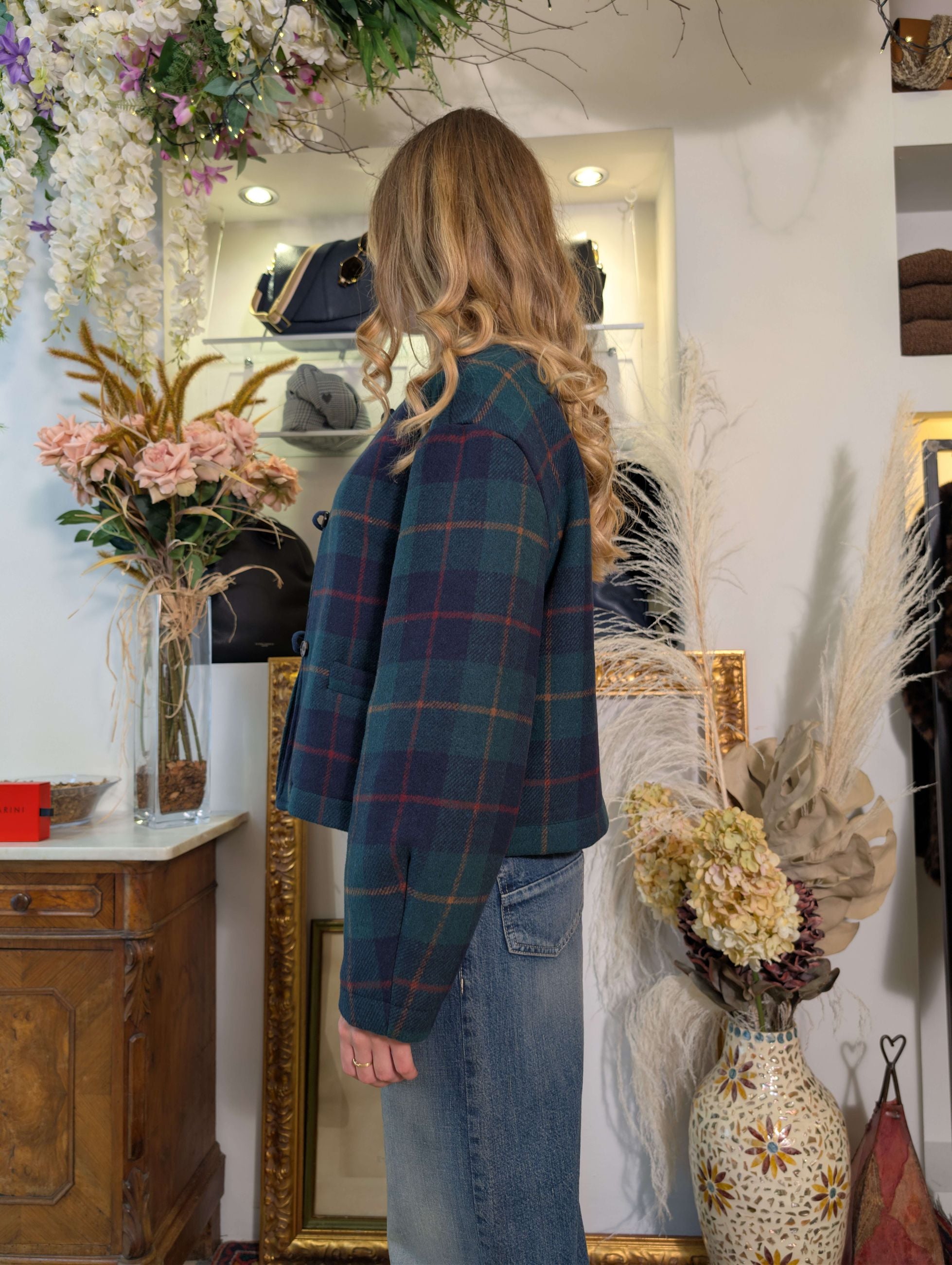 Giacca “Green Tales” in check plaid - SHE_FLORENCE_LAB