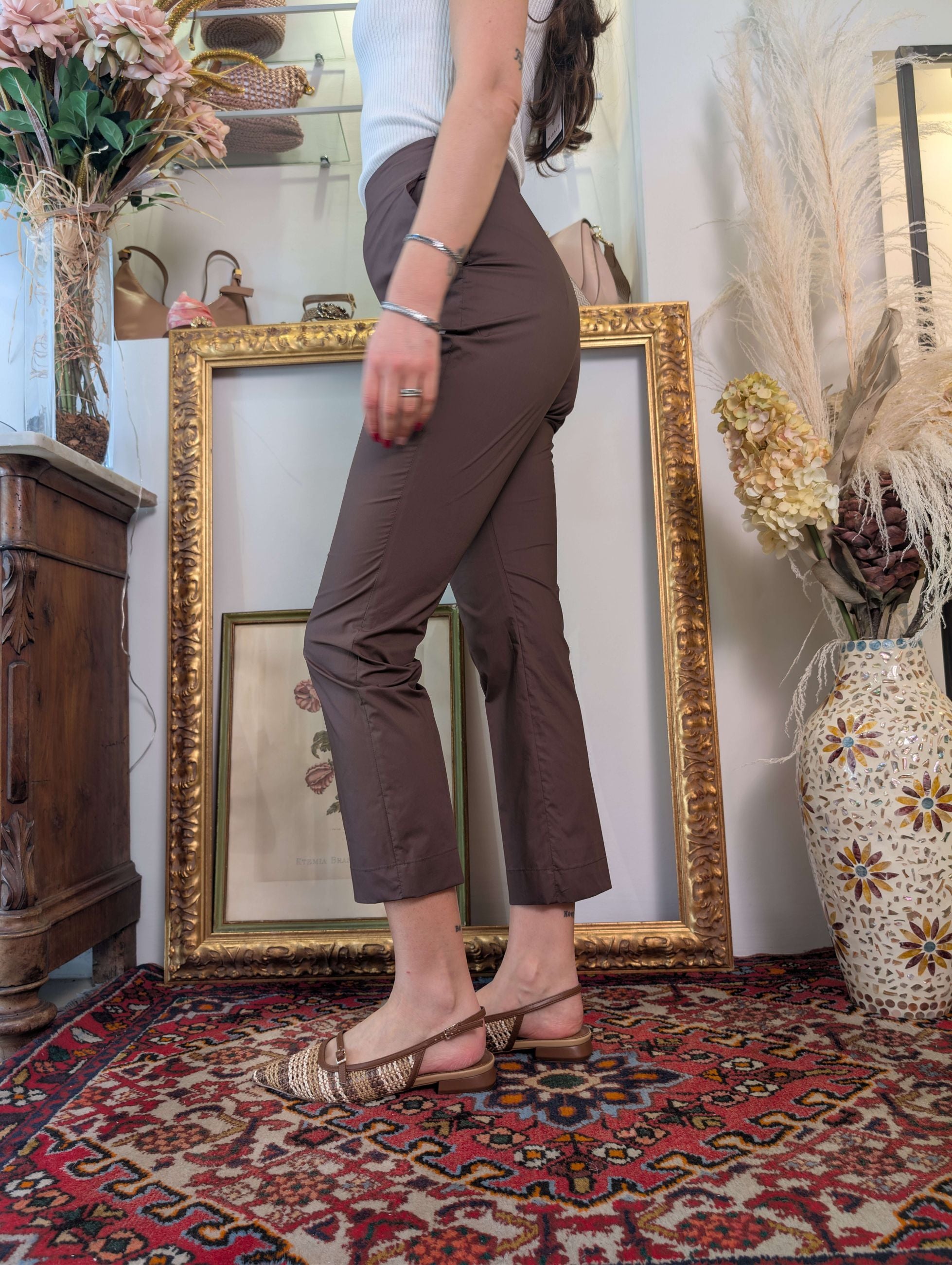 Pantalone a sigaretta in tela di cotone Le Sarte del Sole. - LE SARTE DEL SOLE