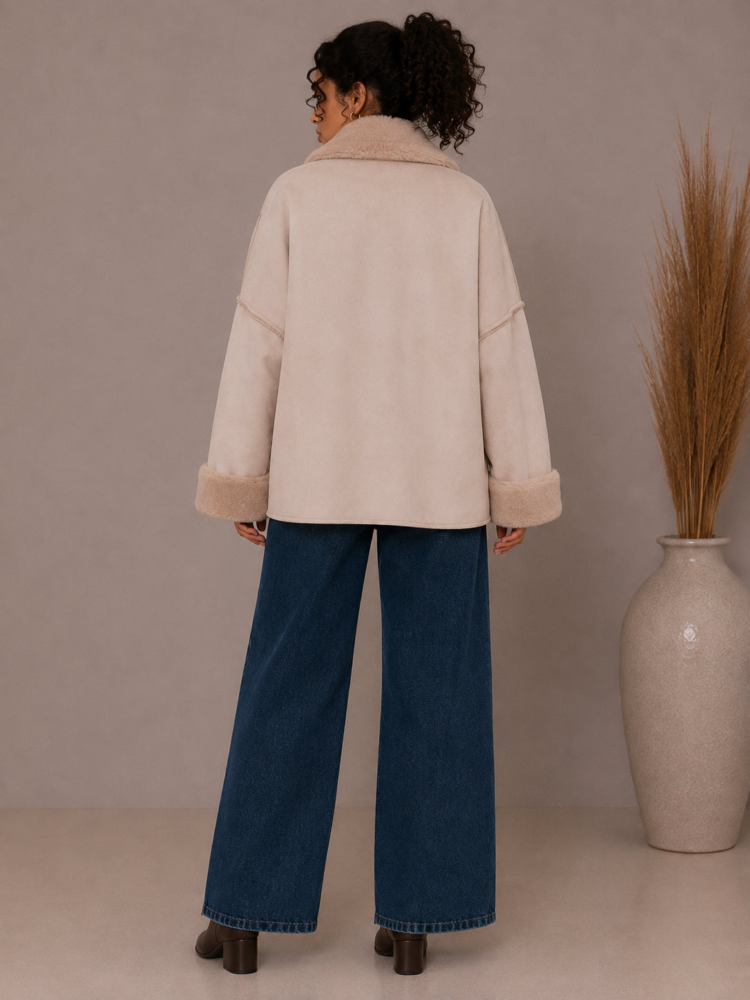 Giubbotto Oversize Suede Touch con Faux Fur - Sandro Ferrone