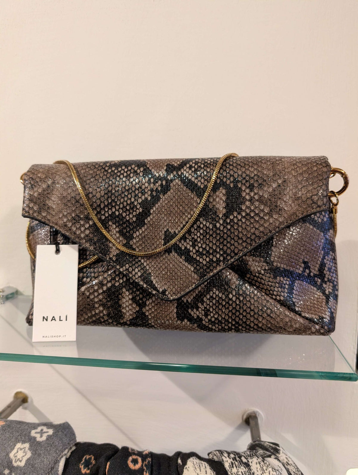 BORSA NOIR CLUTCH SNAKE MARRONE - NALI'